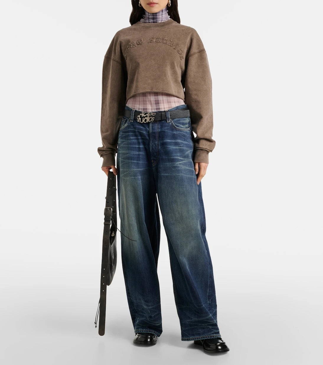 Acne Studios - سويتشيرت بشعار العلامة من القطن الجيرسيه بقصّة قصيرة