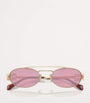 Gold Metal Oval Sunglasses