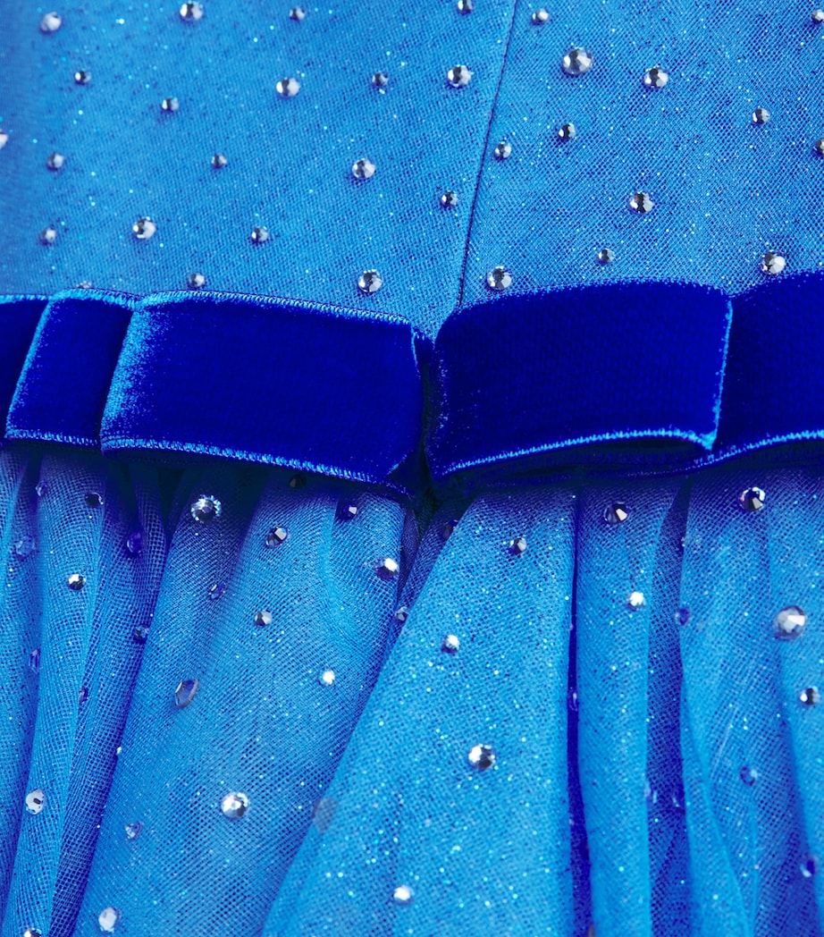 Jenny Packham Kids Blue Tulle Off-Shoulder Blue Moon Dress (14 Years)