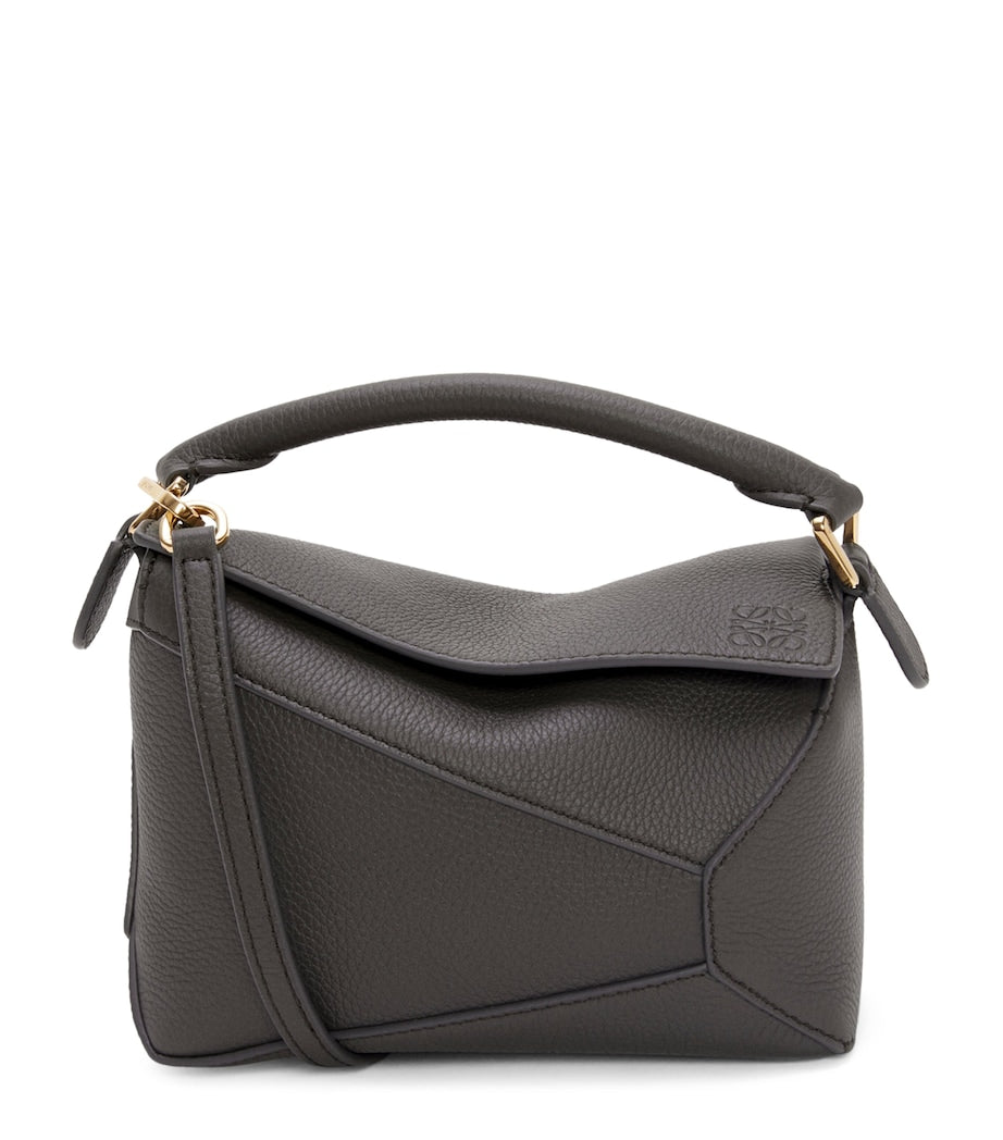 LOEWE Grey Mini Leather Puzzle Edge Top-Handle Bag