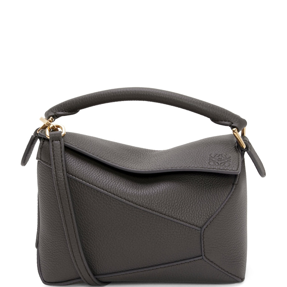LOEWE Grey Mini Leather Puzzle Edge Top-Handle Bag