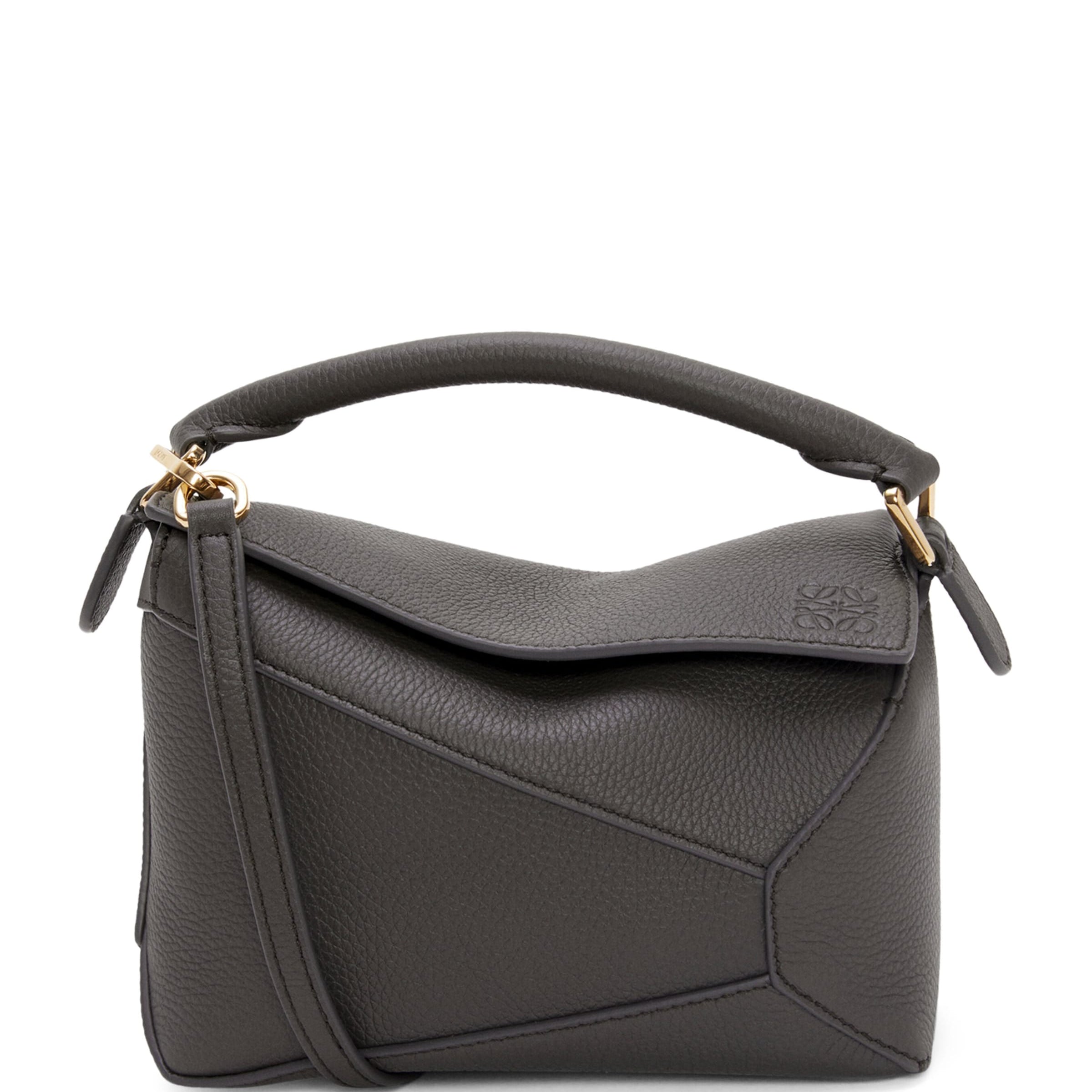 LOEWE Grey Mini Leather Puzzle Edge Top-Handle Bag