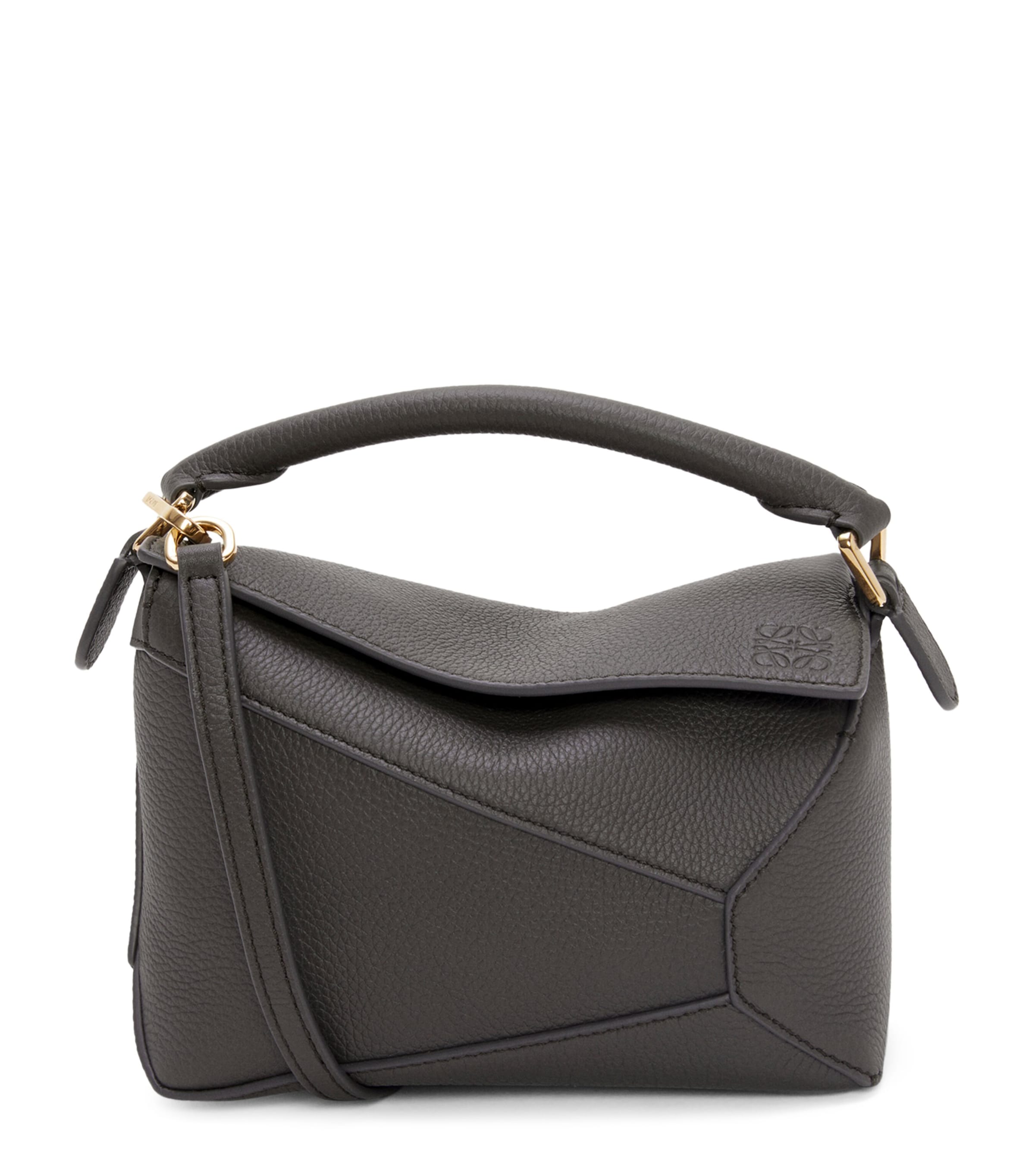 LOEWE Grey Mini Leather Puzzle Edge Top-Handle Bag