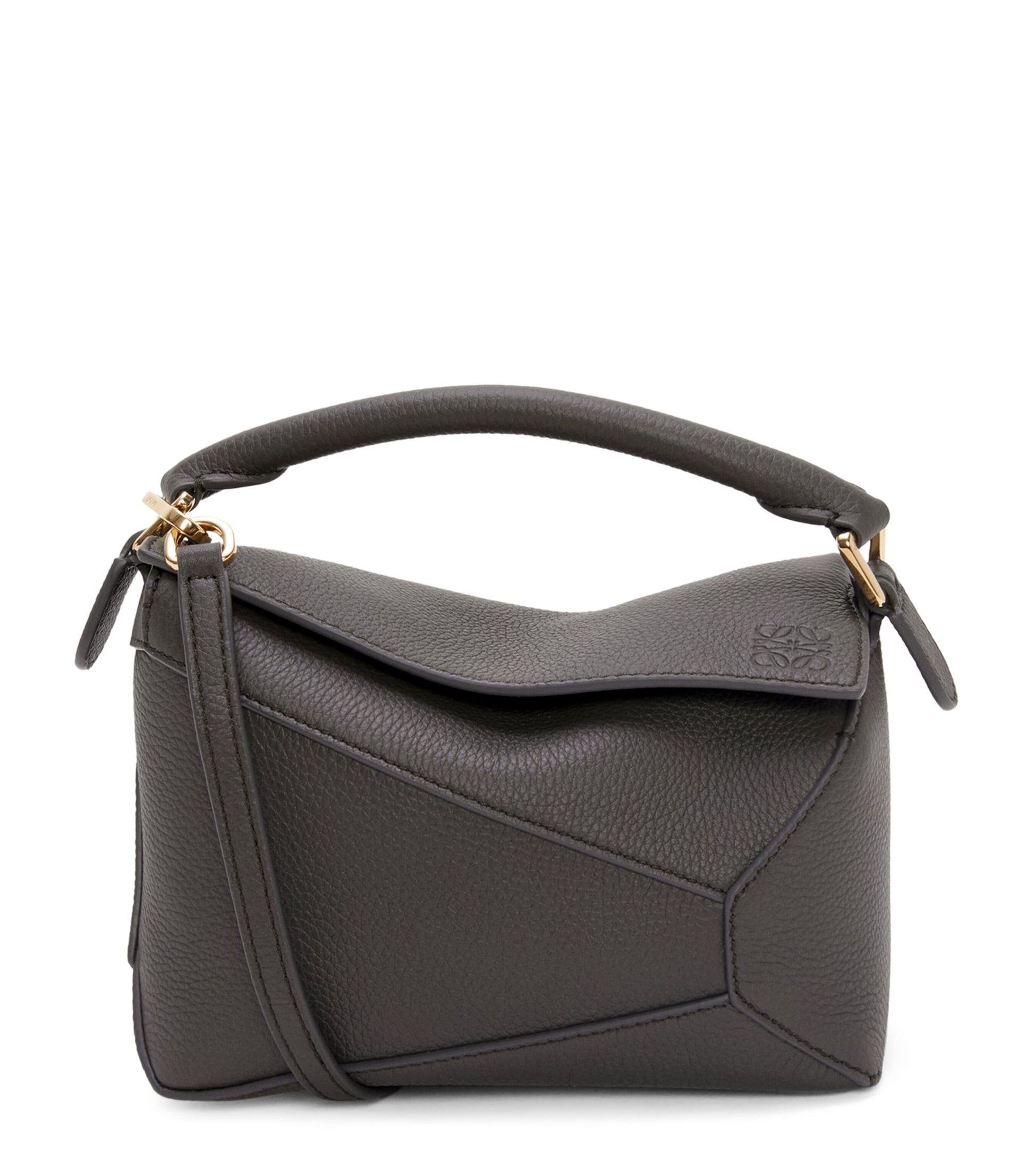 LOEWE Grey Mini Leather Puzzle Edge Top-Handle Bag