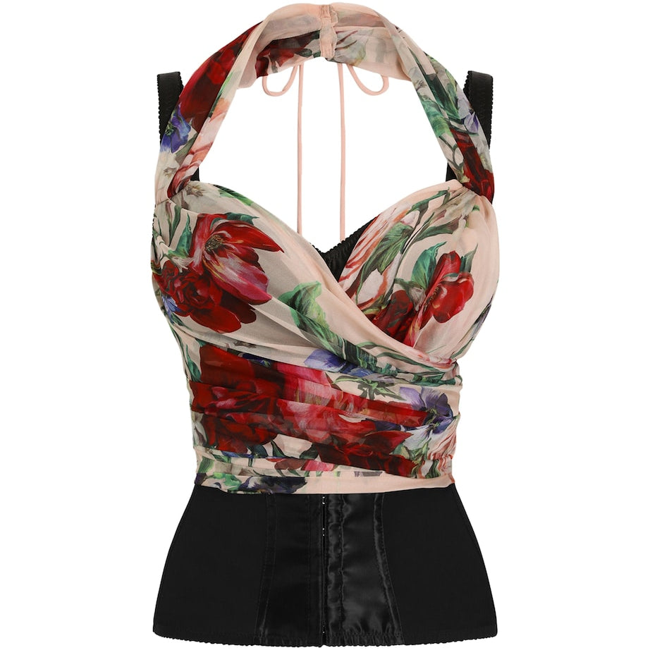 Dolce & Gabbana Multi Floral Print Corset Top