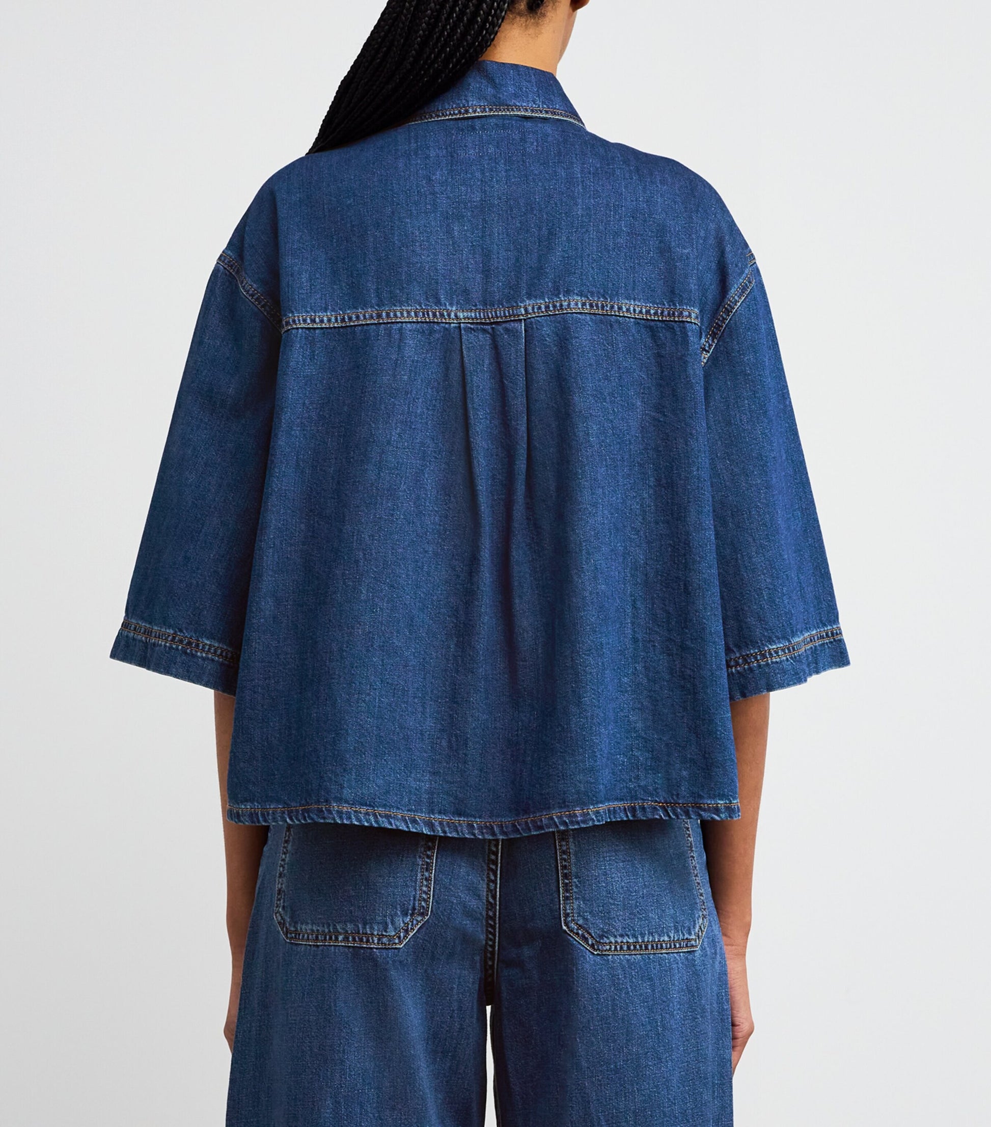 Weekend Max Mara Blue Cropped Denim Shirt