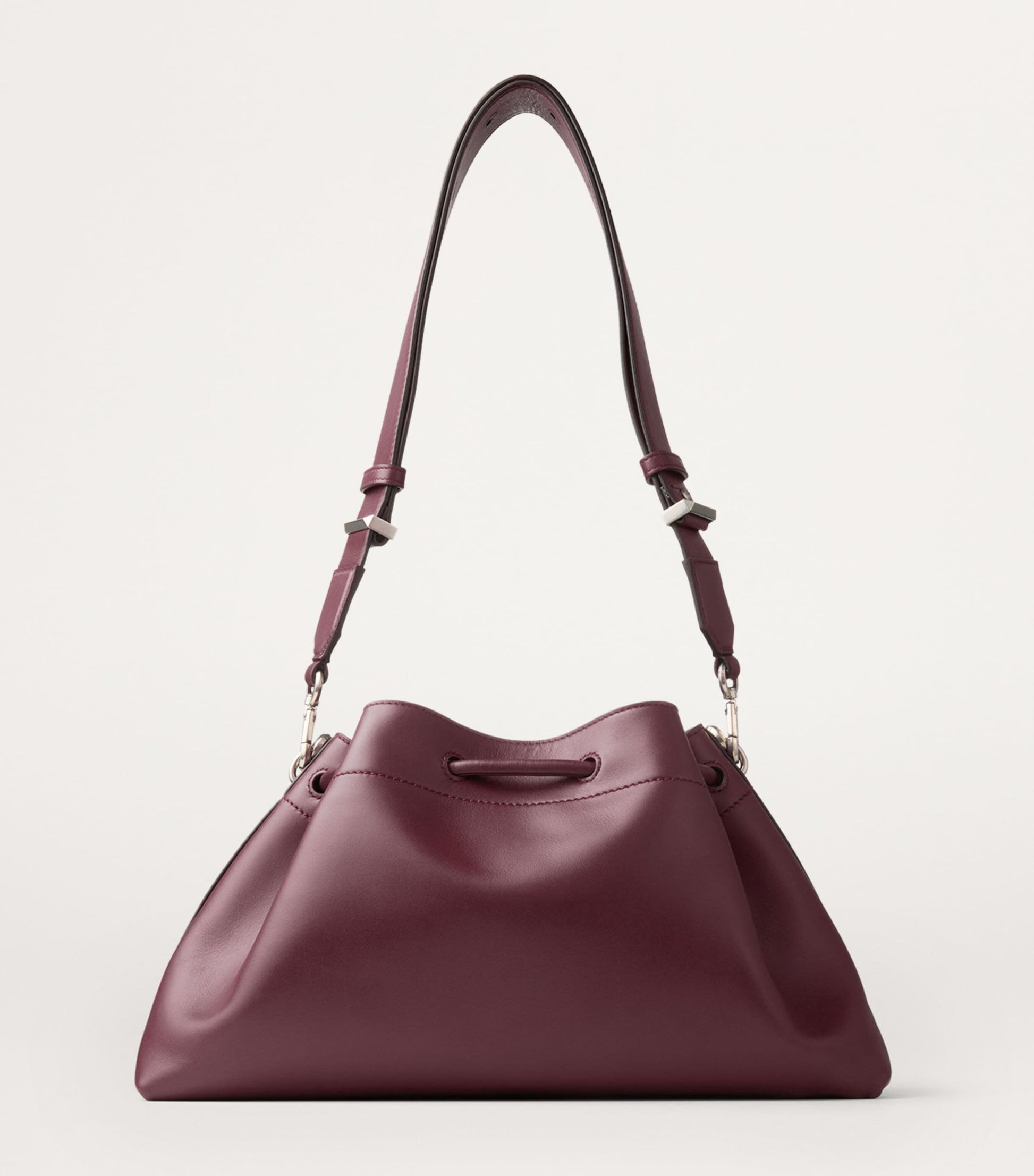 Red Medium Leather Cinch Bucket Bag