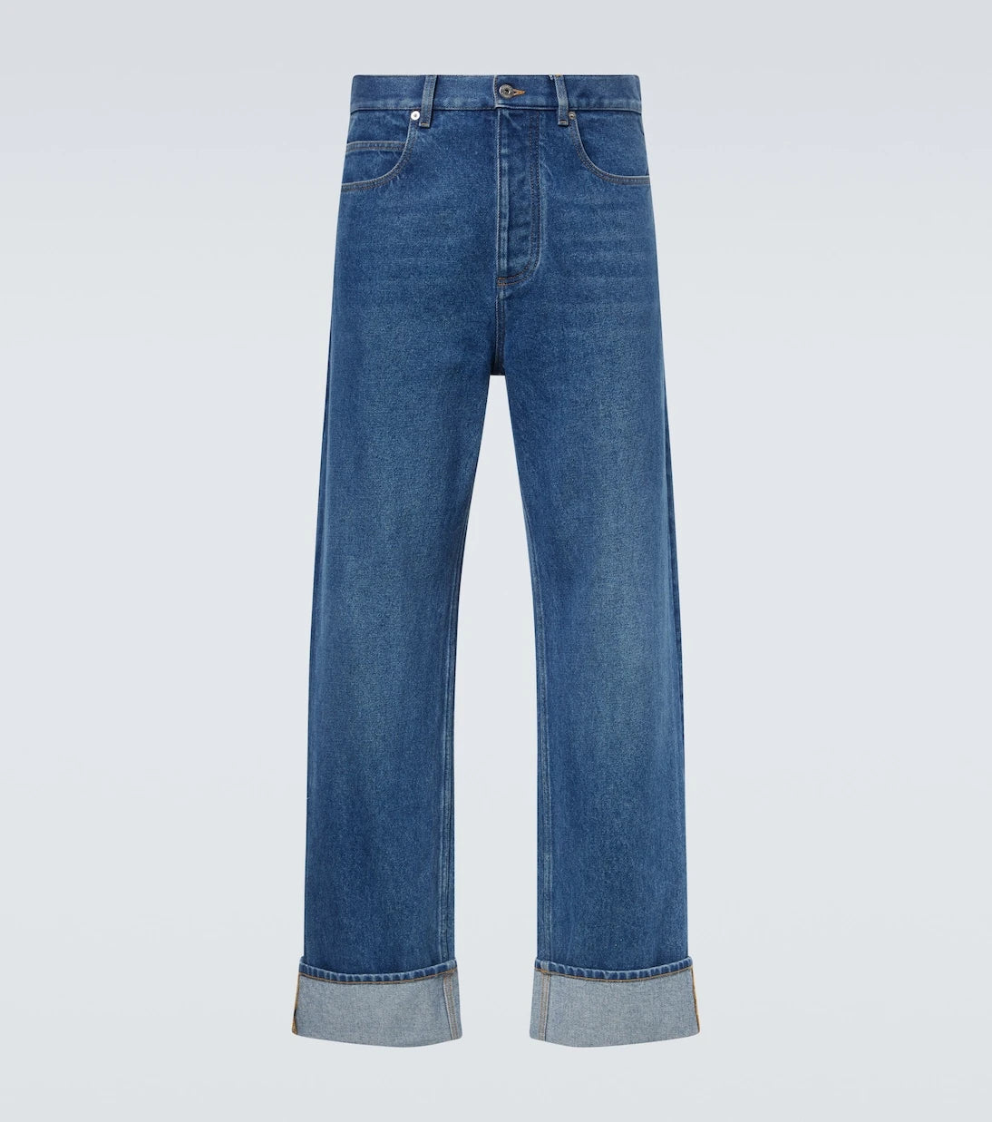 Bottega Veneta - Leather-trimmed wide-leg jeans