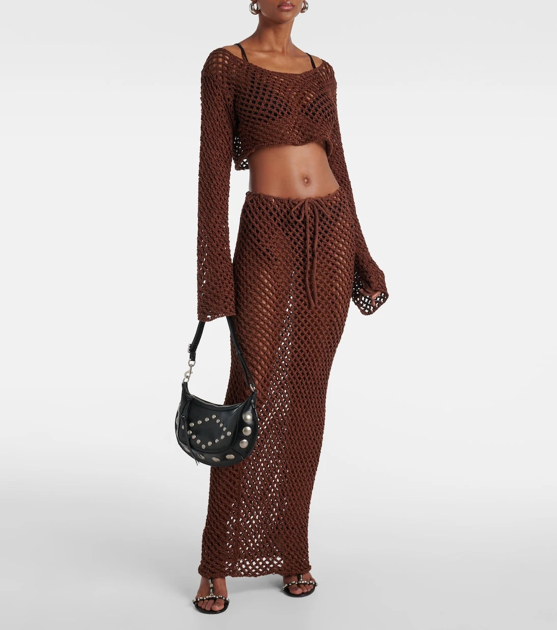 Bananhot - Magen knitted cotton-blend crop top