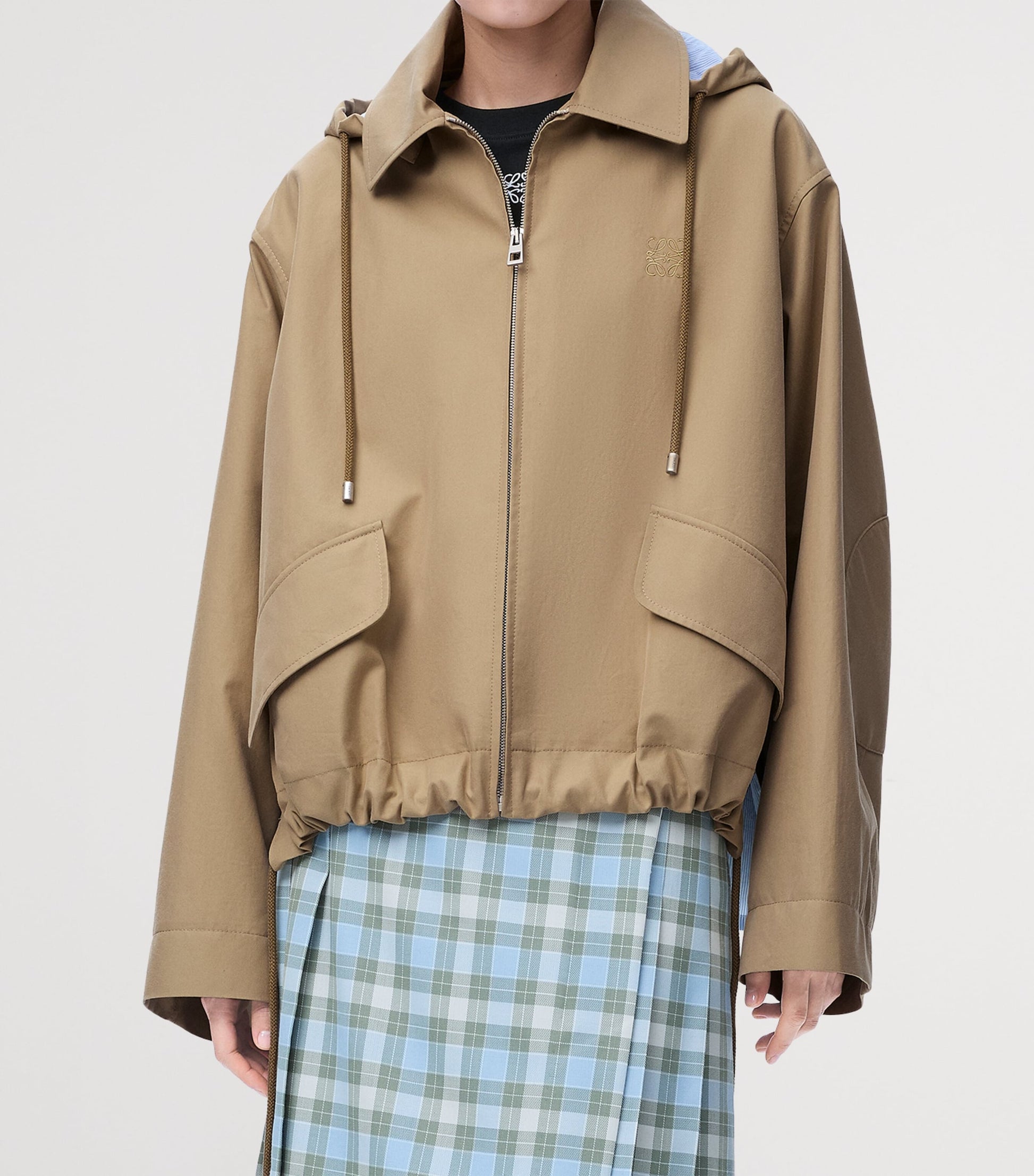 LOEWE Beige Cotton-Blend Stripe-Detail Parka