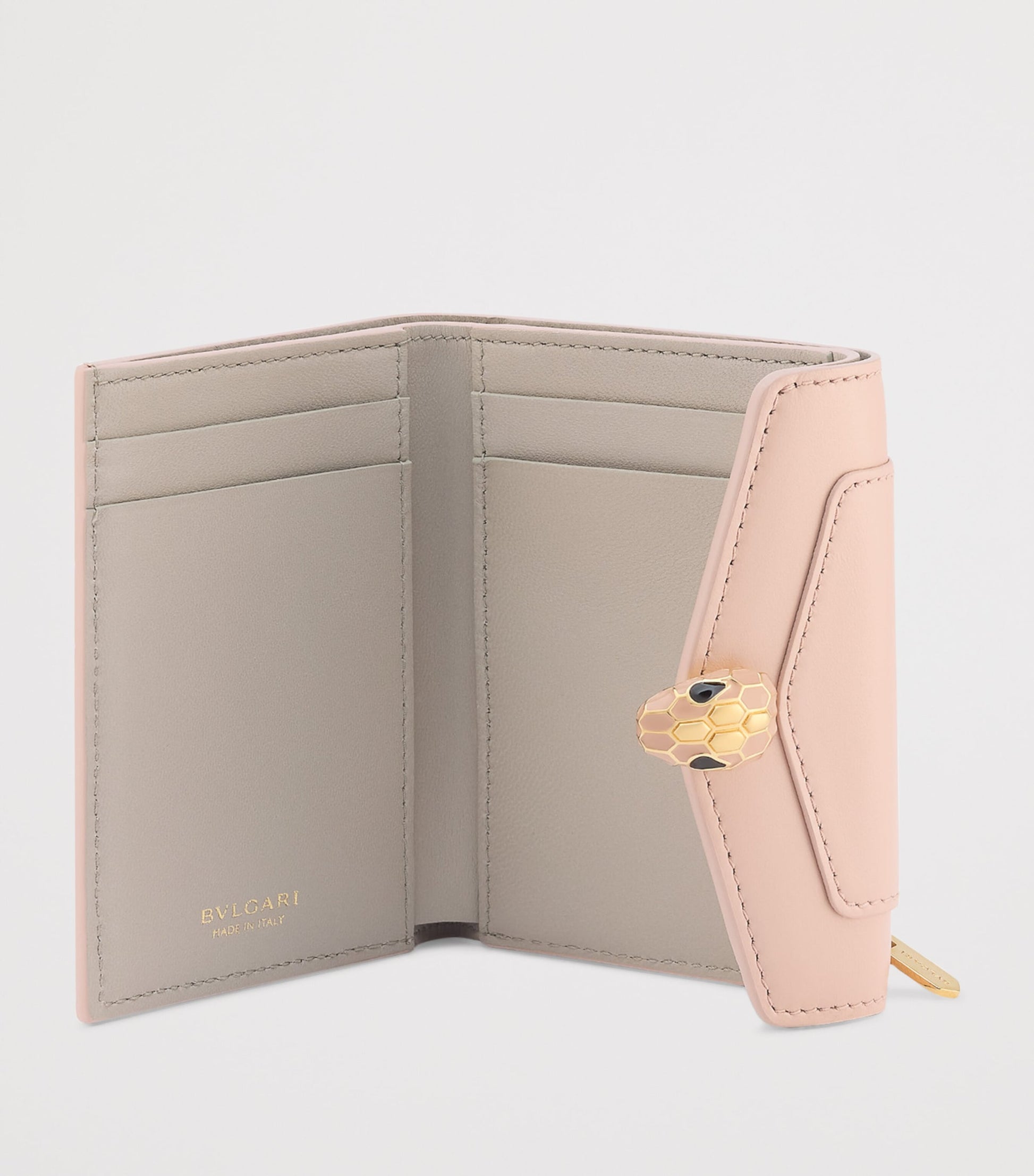 Bvlgari Pink Leather Serpenti Forever Compact Wallet