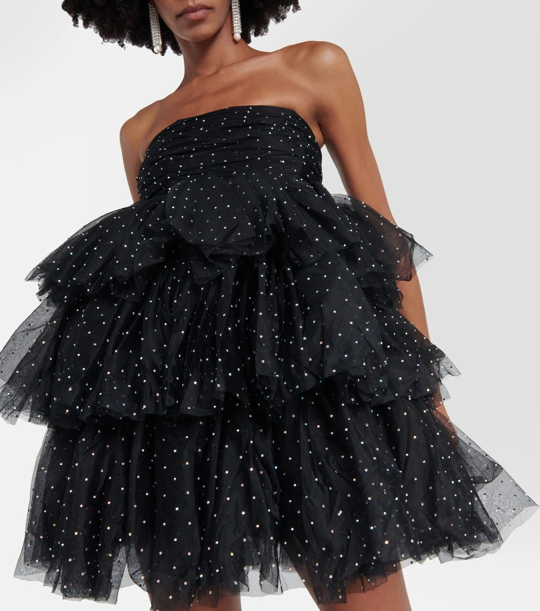 Rotate - Embellished strapless tulle minidress