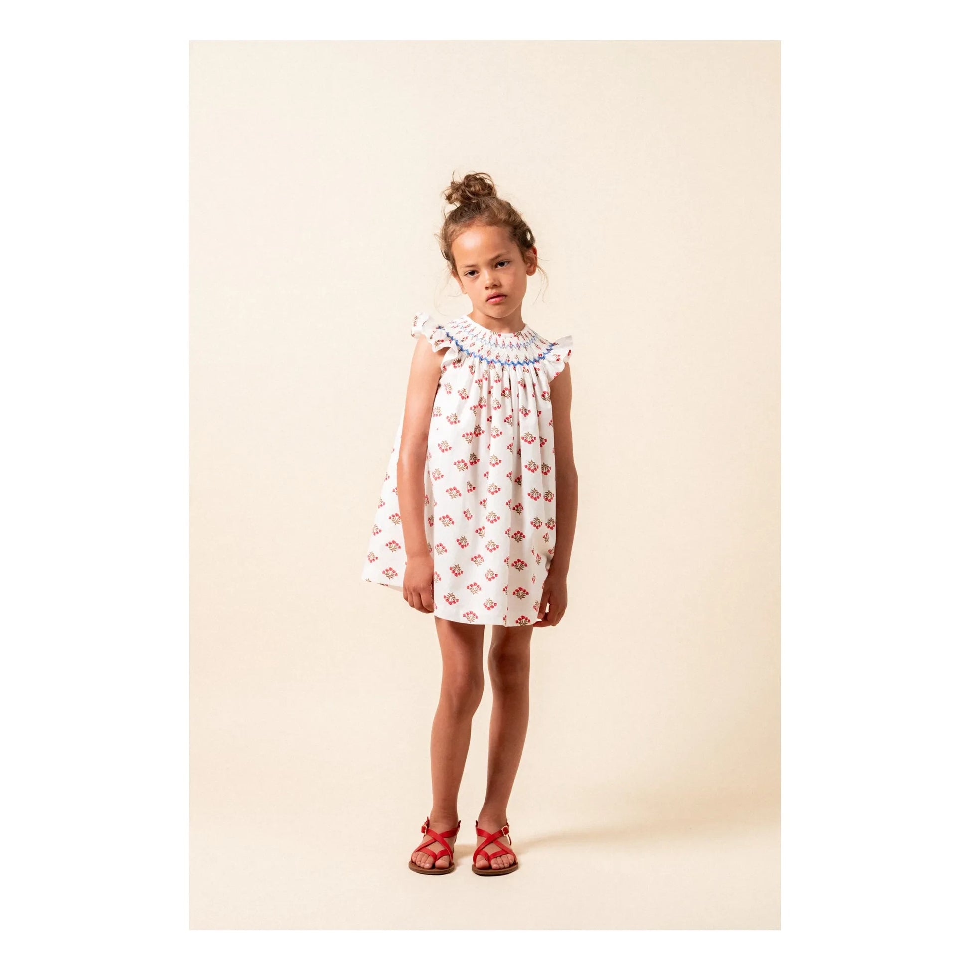 birinit - Monzón Organic Cotton Smocked Dress | White