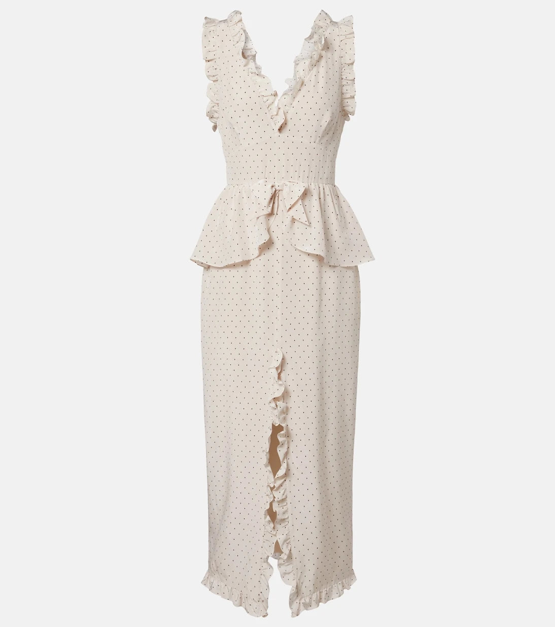 Alessandra Rich - Polka-dot peplum silk midi dress