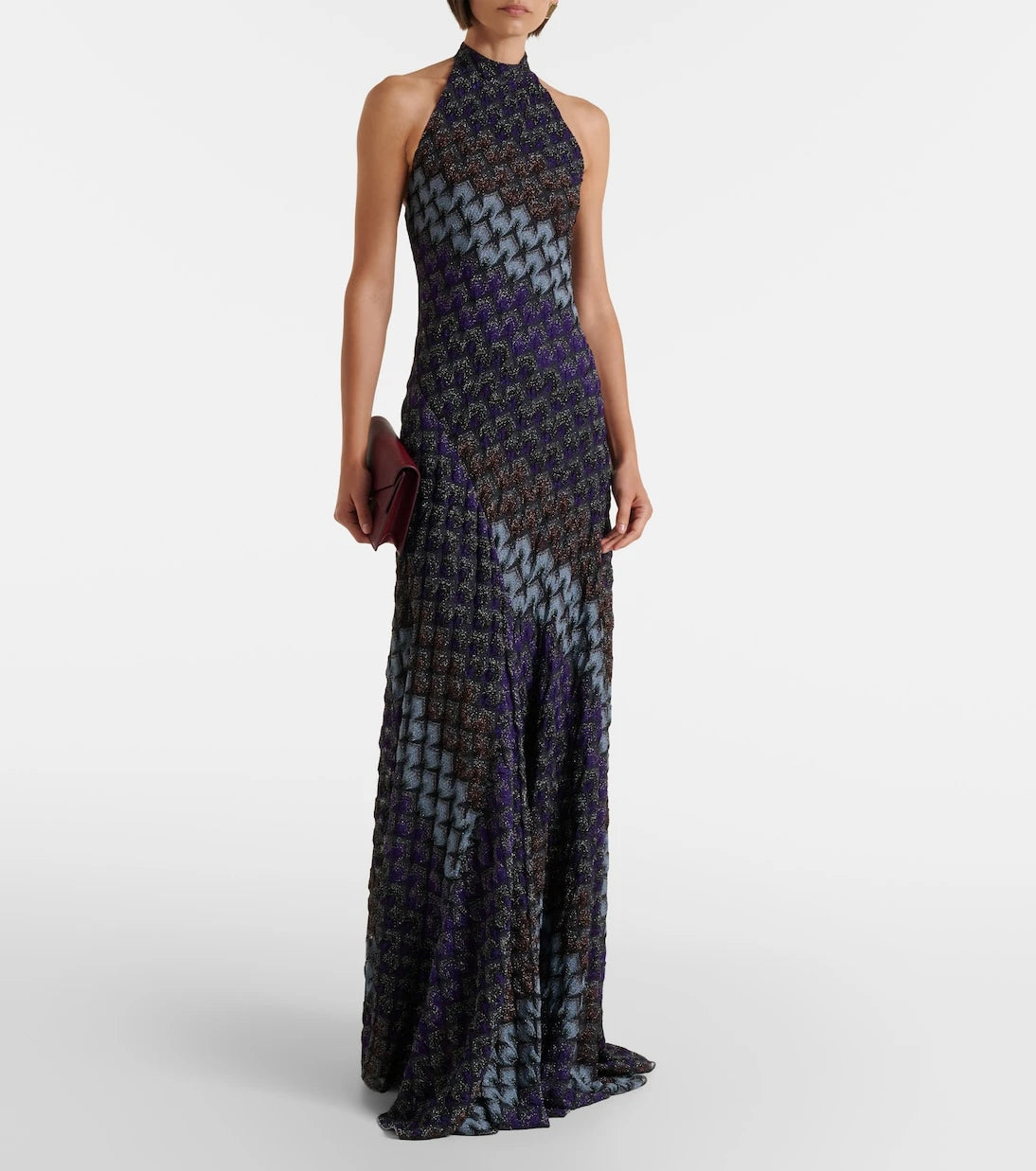 Missoni - Halterneck knitted lamé gown