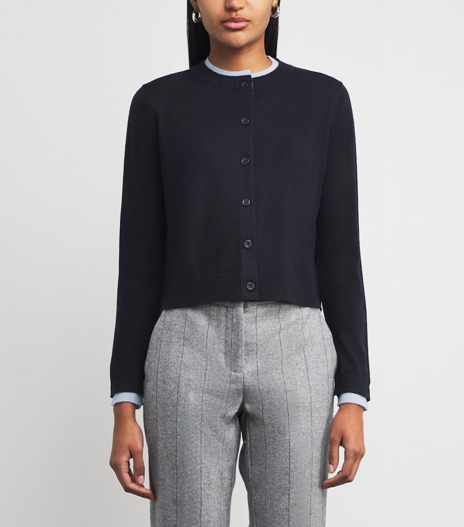 MAX&Co. Blue Virgin Wool Double-Layer Cardigan