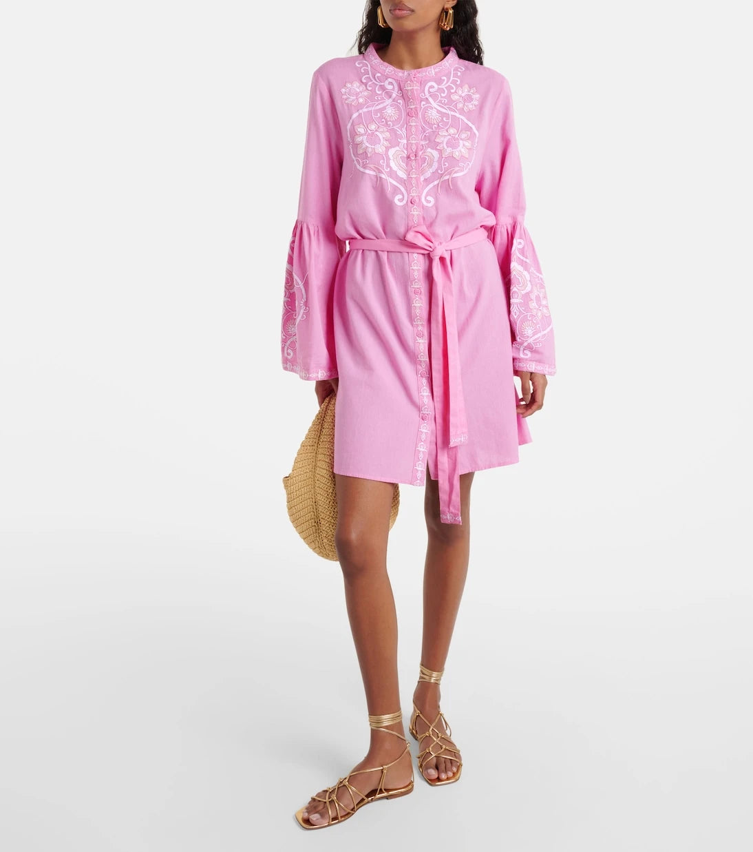 Melissa Odabash - Everly embroidered cotton and linen minidress
