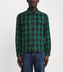 Green Cotton Flannel Check Overshirt
