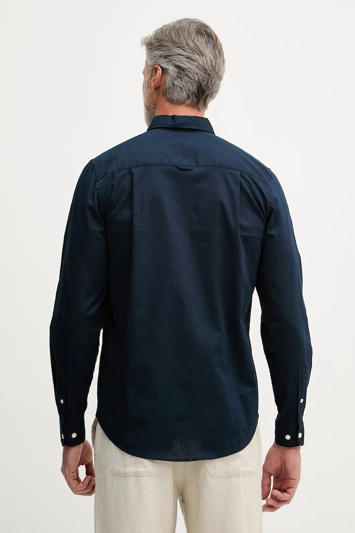 U.S. Polo Assn. риза мъжка с памук LINEN BLEND LS