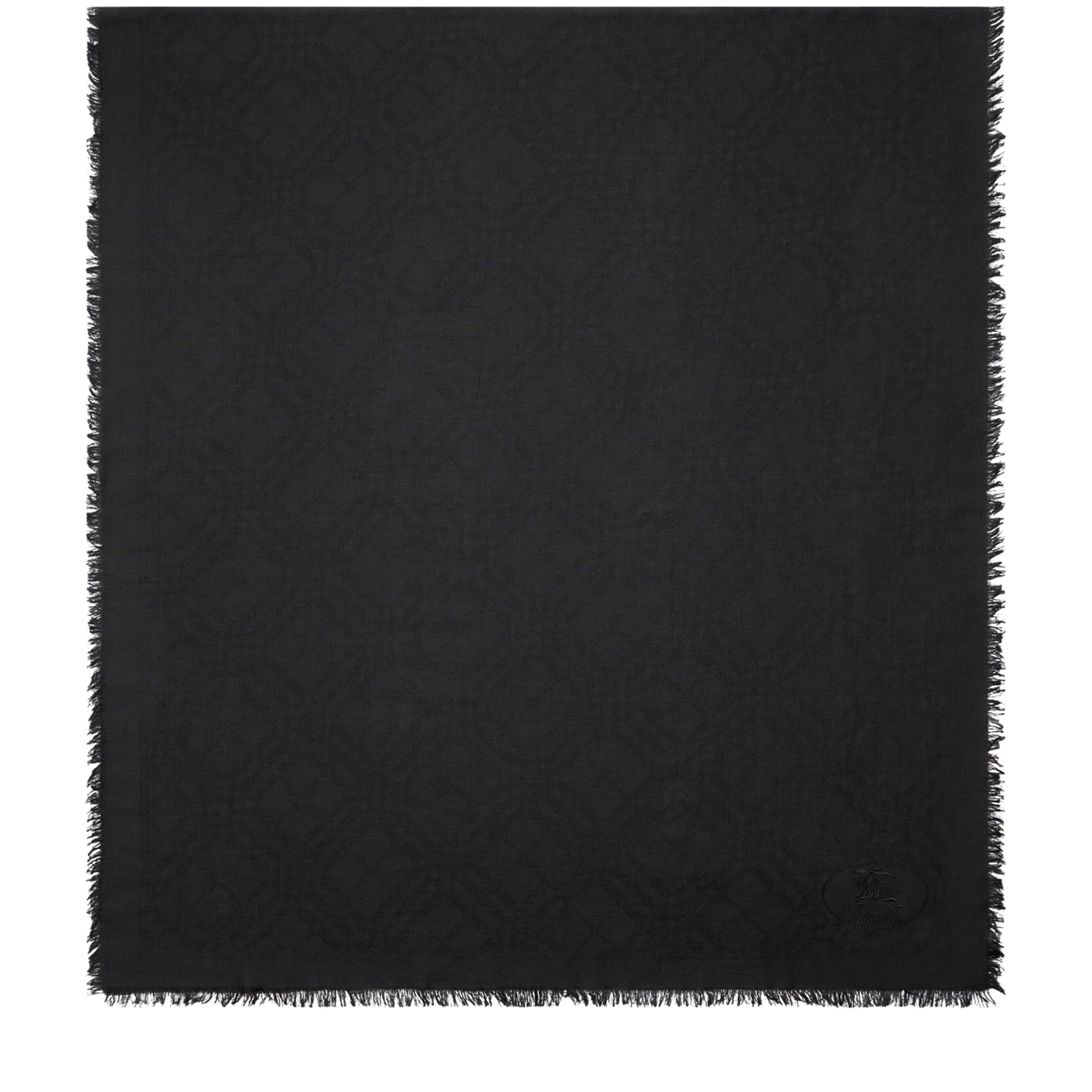 Black Wool-Silk Wide Check Scarf