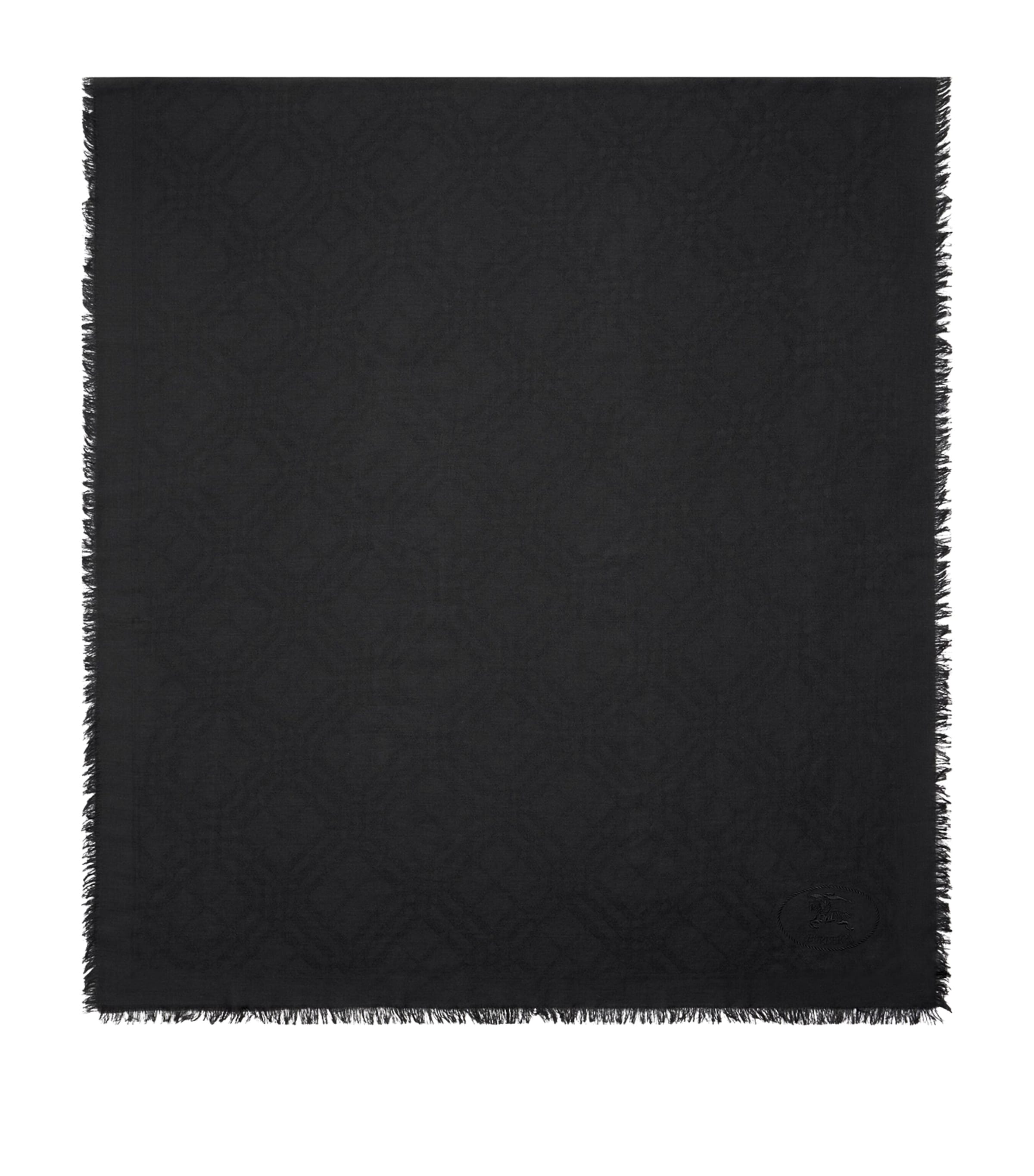 Black Wool-Silk Wide Check Scarf