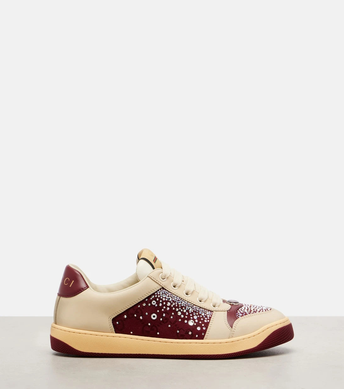 Gucci - Screener embellished canvas and leather sneakers
