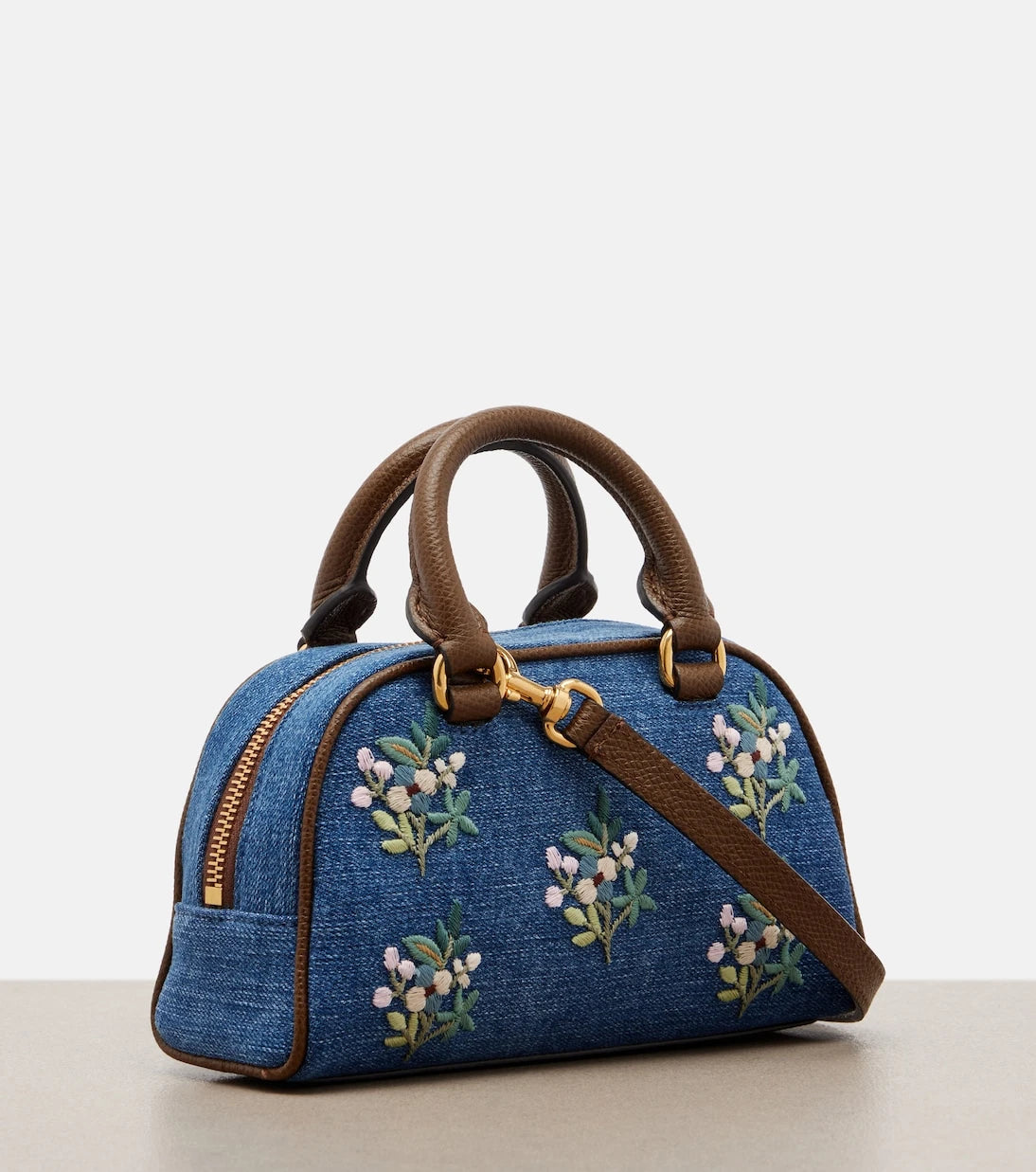 Valentino Garavani - VLogo Mini floral denim top-handle bag