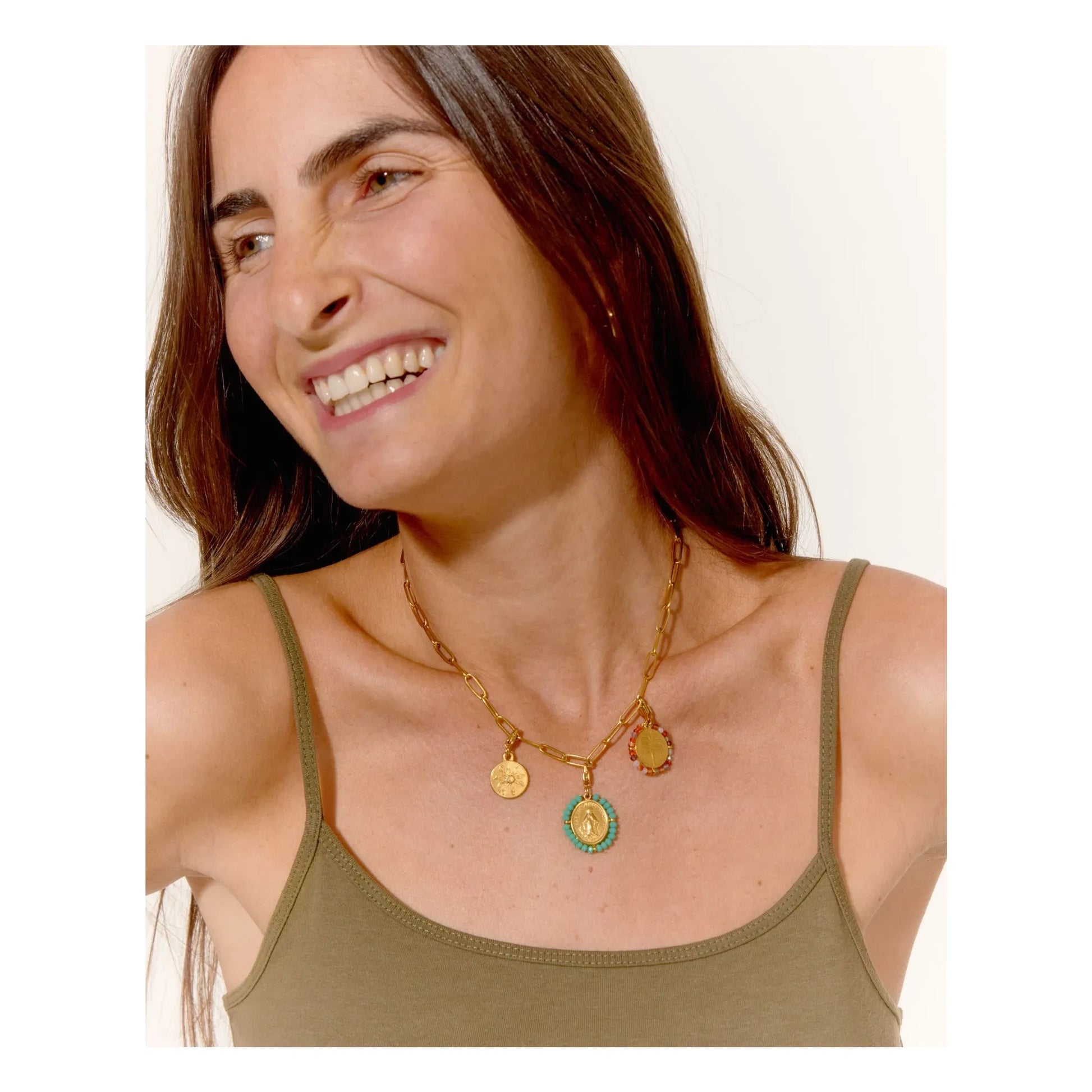 Palas - Colored Charms and Links Necklace | Gold