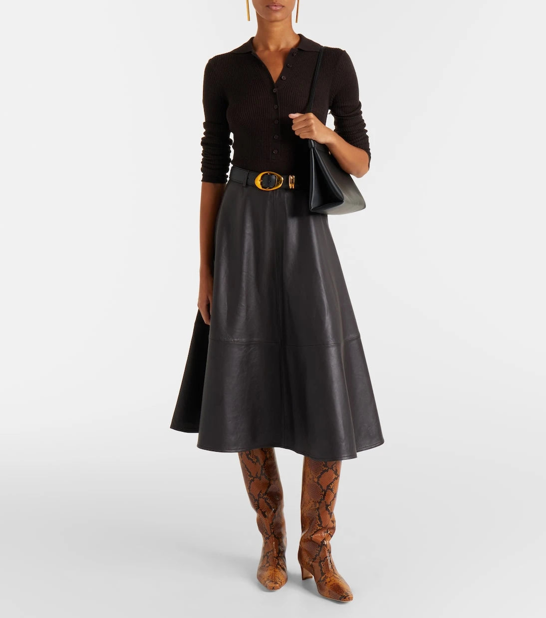 Staud - Wally snake-effect leather knee-high boots