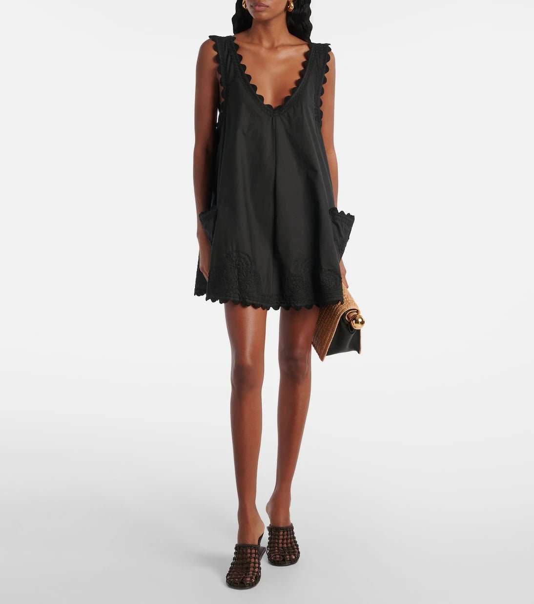 Juliet Dunn - Embroidered cotton poplin minidress