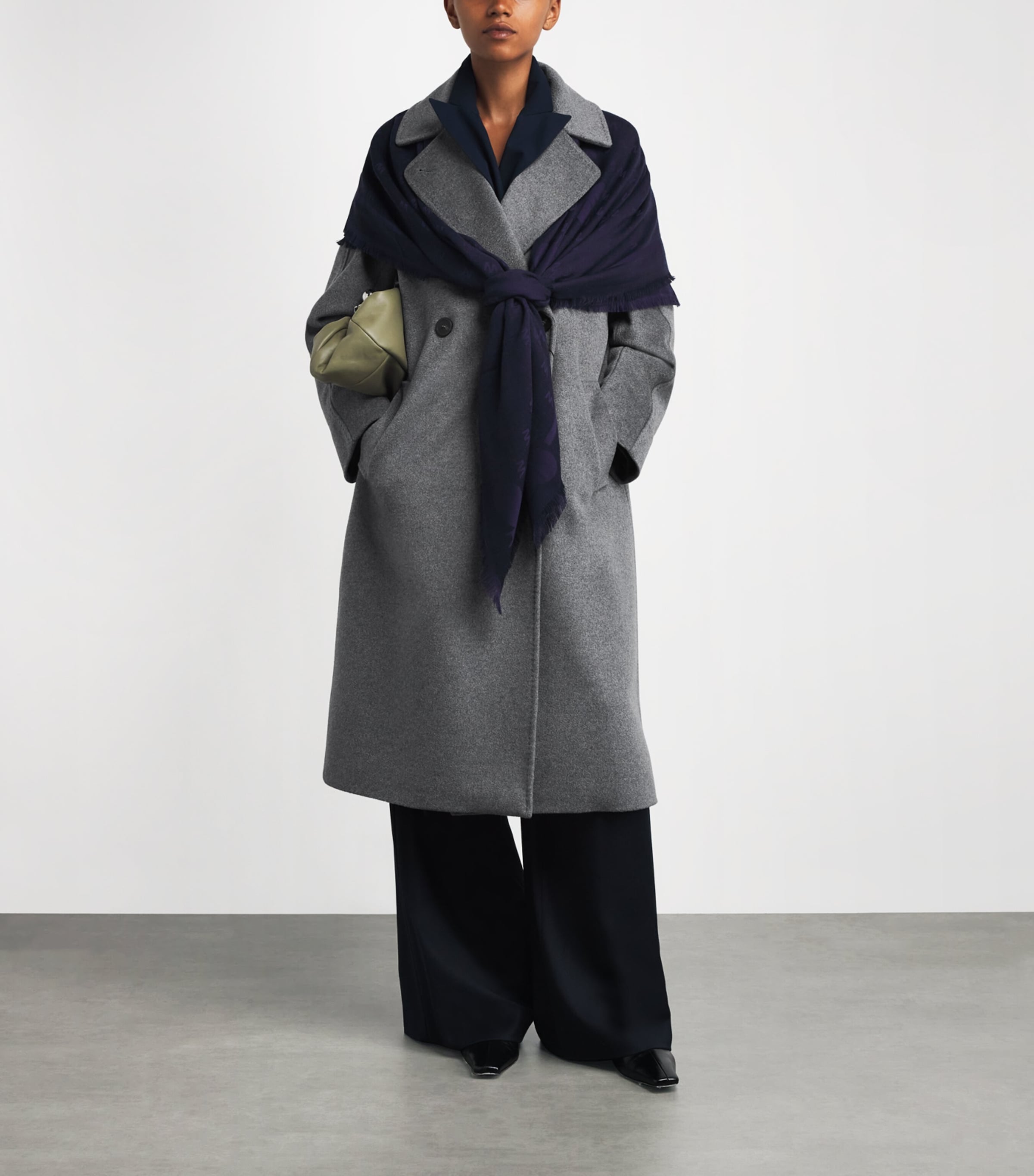 Grey Virgin Wool Overcoat