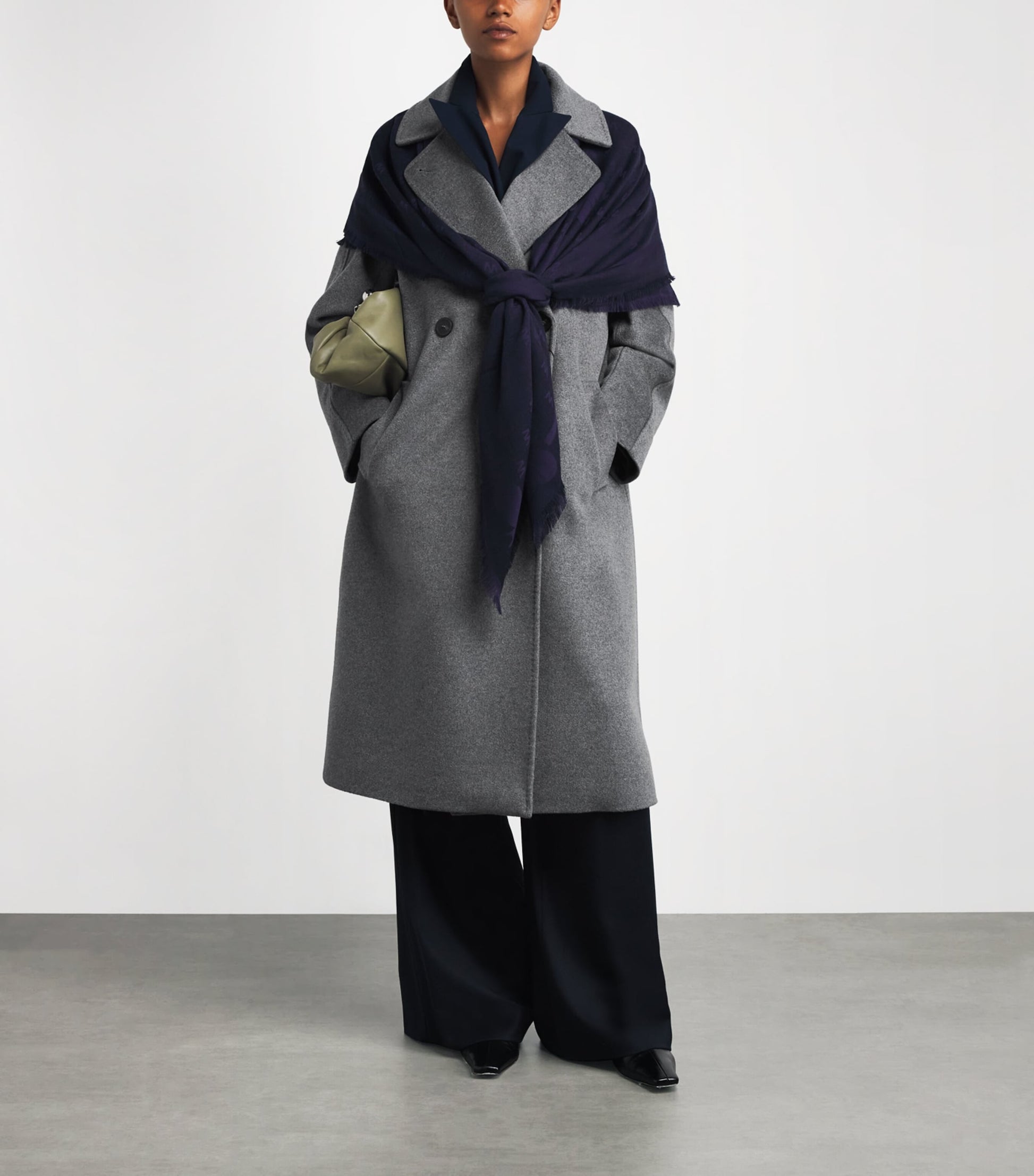 Grey Virgin Wool Overcoat