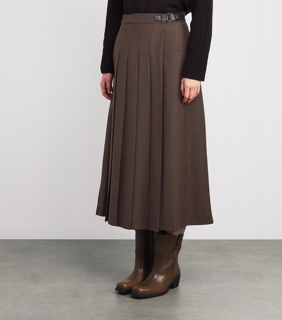 Wool-Blend Midi Skirt CHOCOLATE