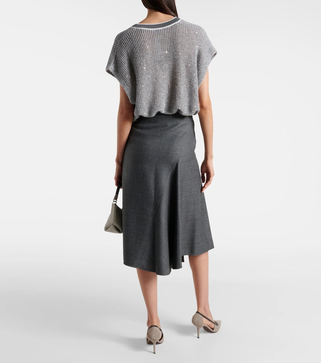 Brunello Cucinelli - Asymmetric virgin wool midi skirt