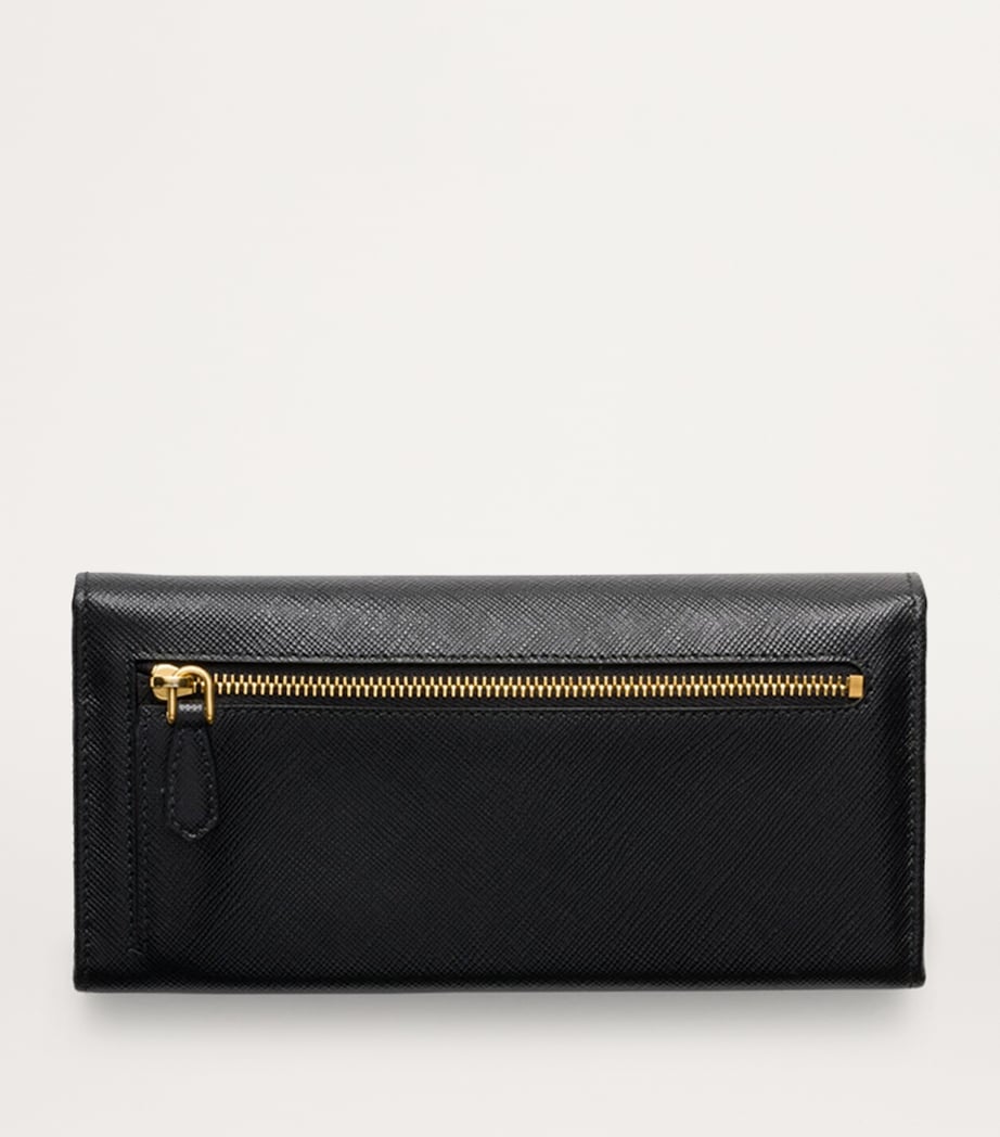 Prada Black Large Saffiano Leather Wallet