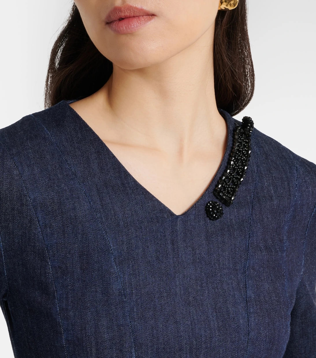 'S Max Mara - Vela embellished belted denim midi dress