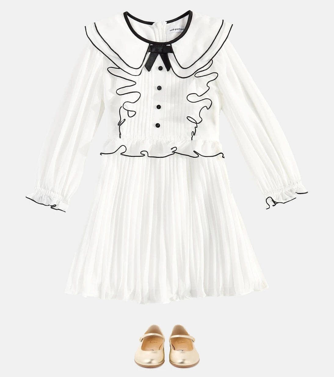 Self-Portrait Kids - Ruffled pleated chiffon dress