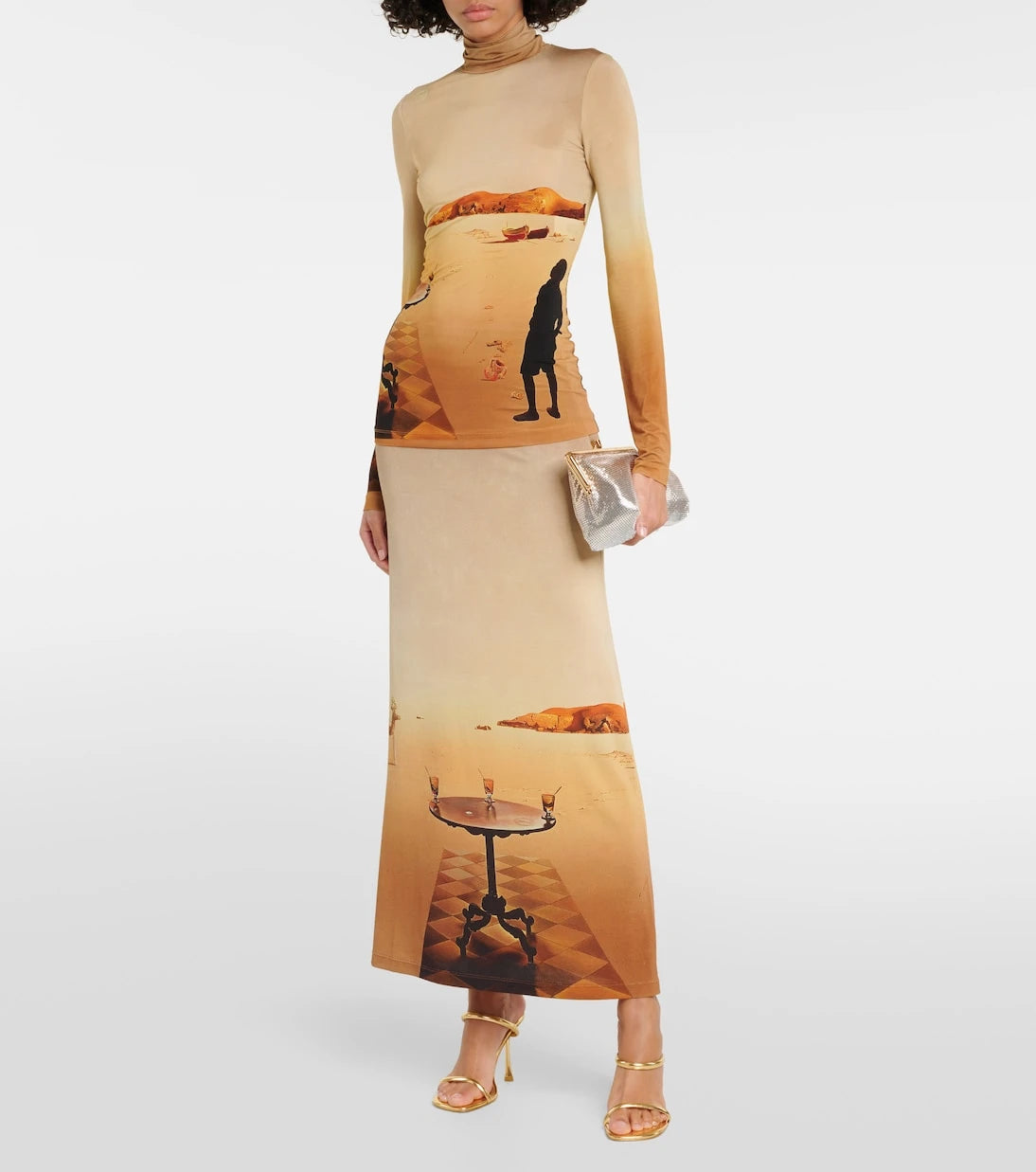 Rabanne - Printed jersey turtleneck top