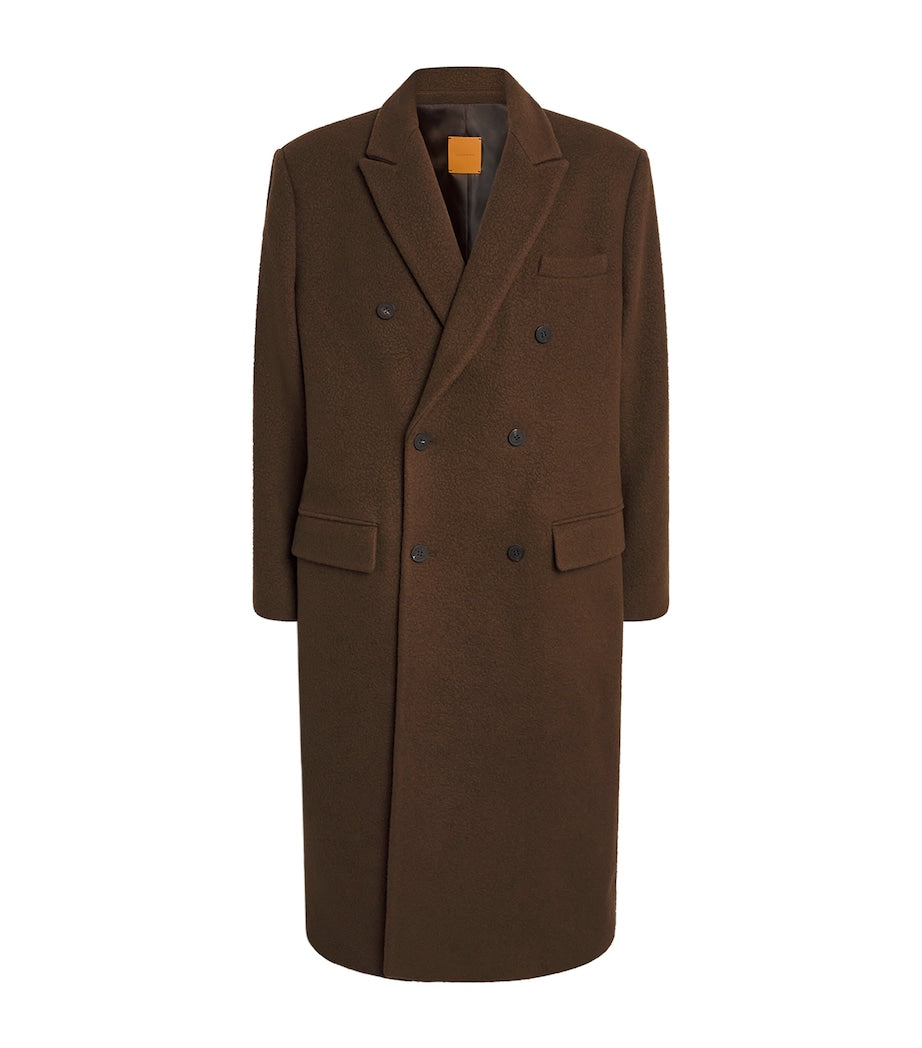 Wool-Blend Double-Breasted Coat BROWN