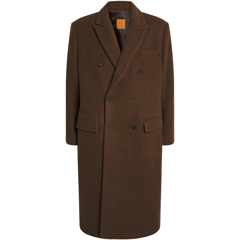 Wool-Blend Double-Breasted Coat BROWN