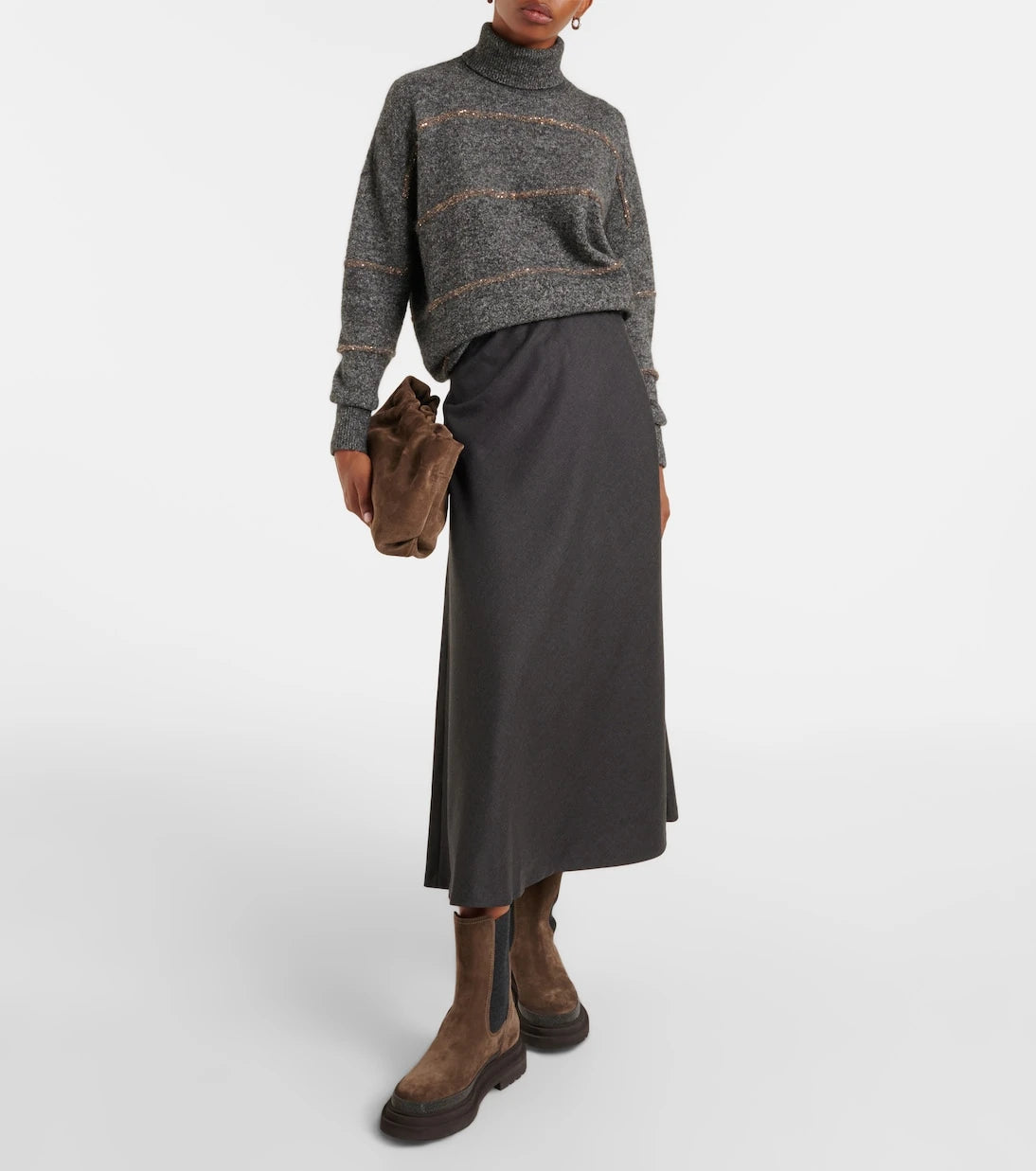 Brunello Cucinelli - Wool-blend midi skirt