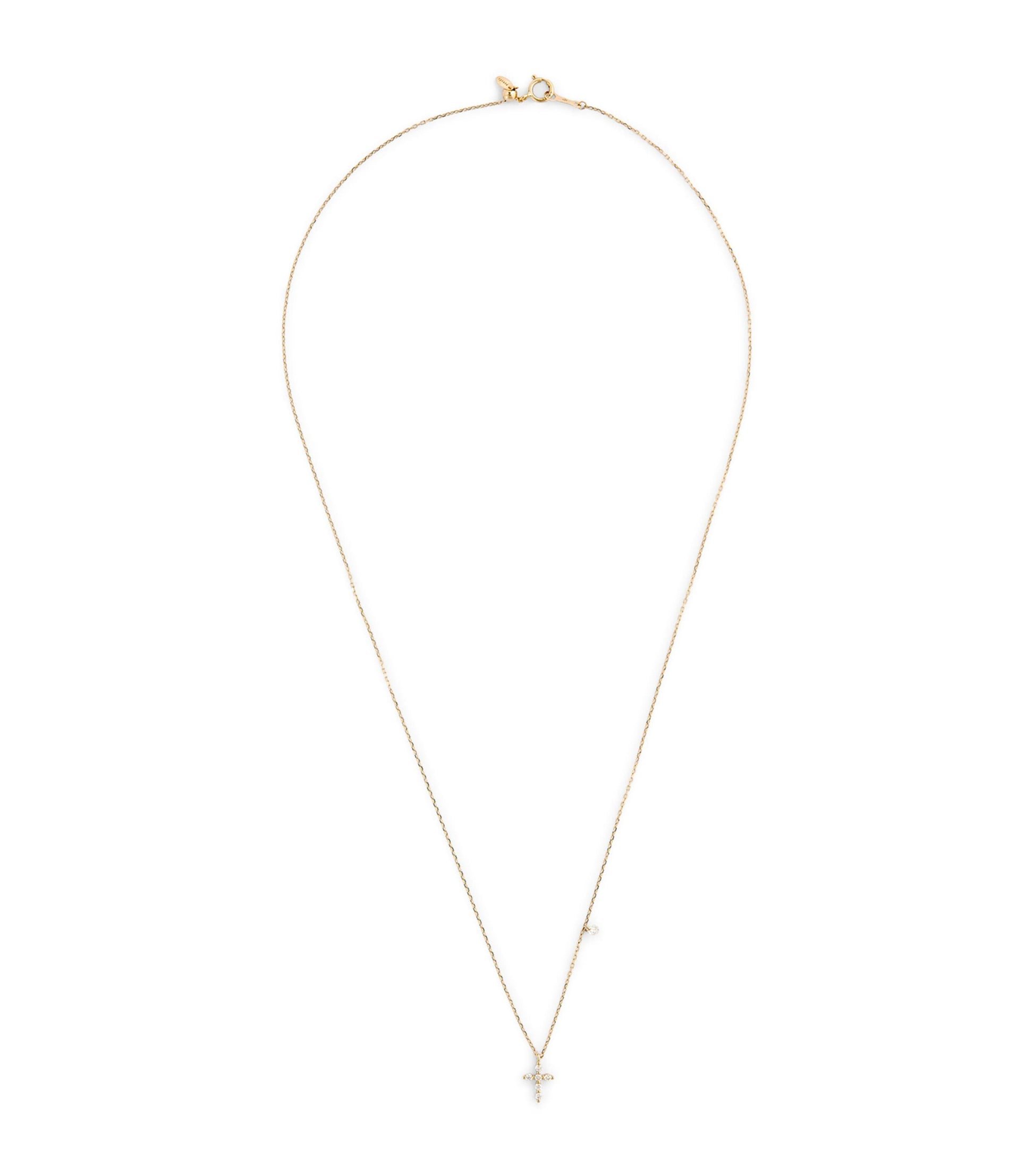 Persée Yellow Gold and Diamond Symbols Cross Necklace