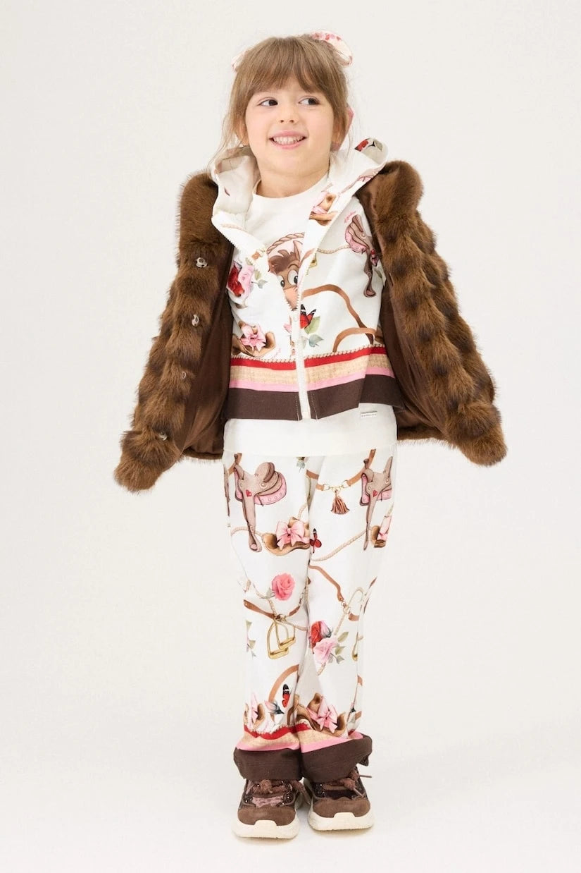 Monnalisa - Printed cotton-blend zip-up hoodie