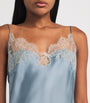 Carine Gilson Blue Silk Lace-Trim Short Slip Dress