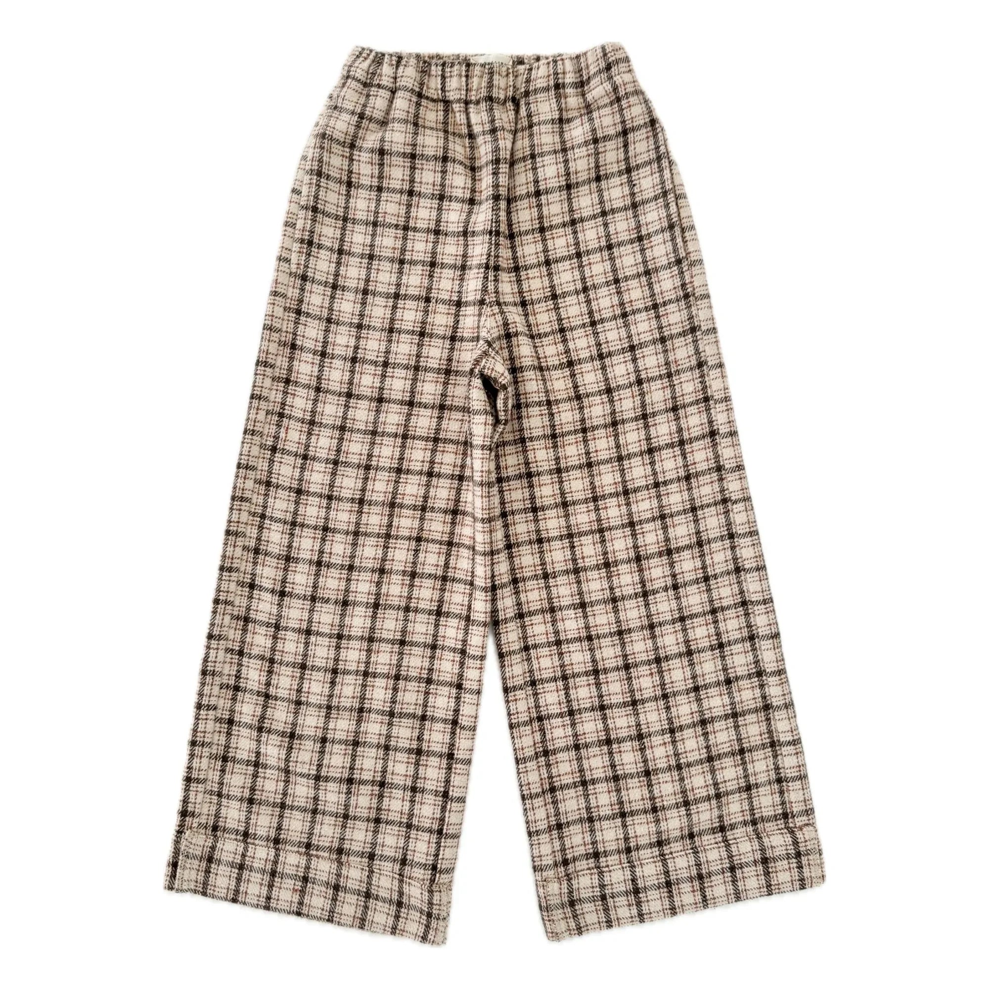 Longlivethequeen - Carreaux Wide Leg Trousers | Beige