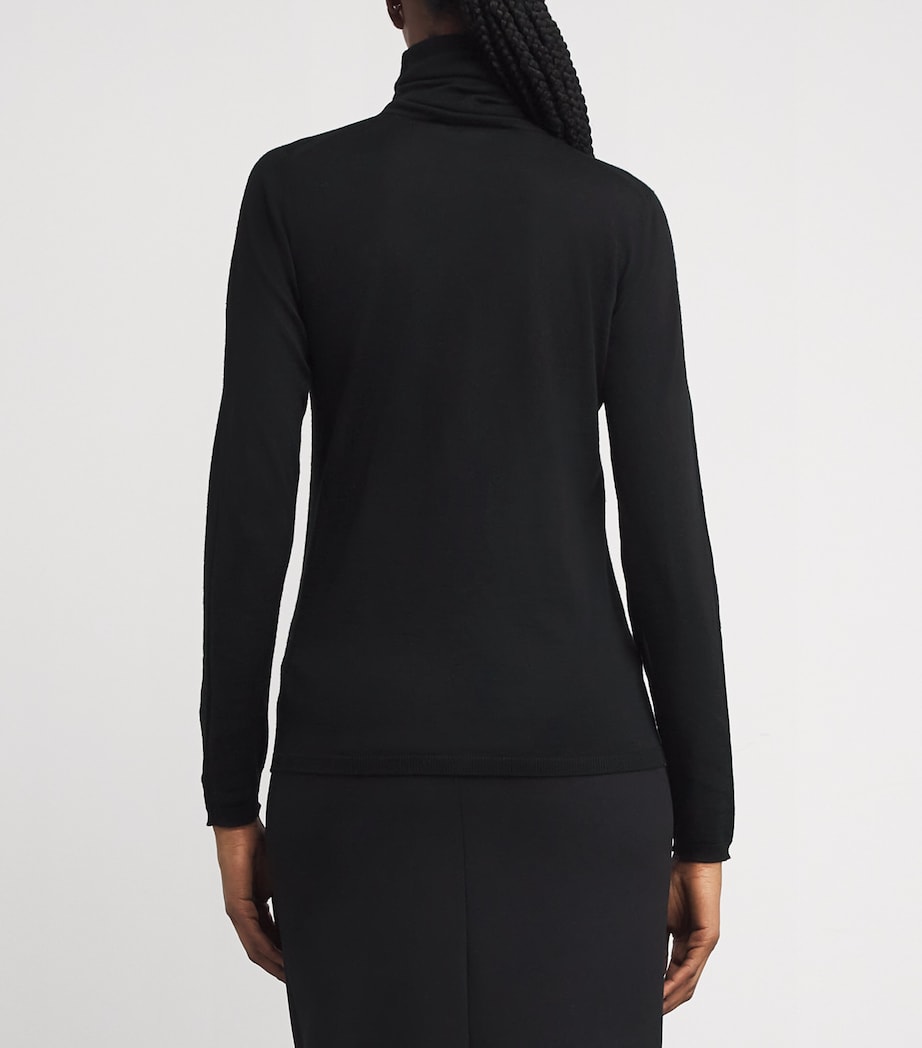 Max Mara Black Virgin Wool Turtleneck Sweater