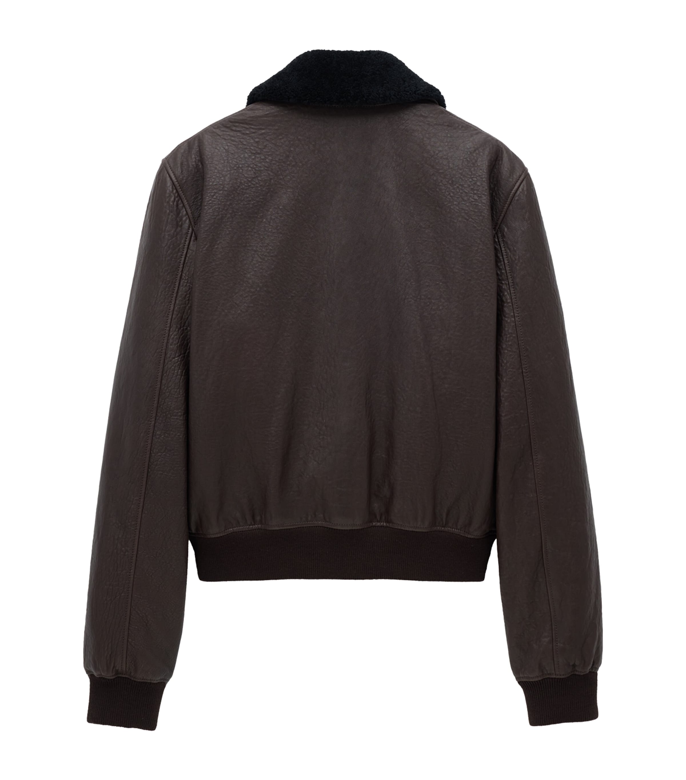 Saint Laurent Brown Shearling-Collar Leather Jacket