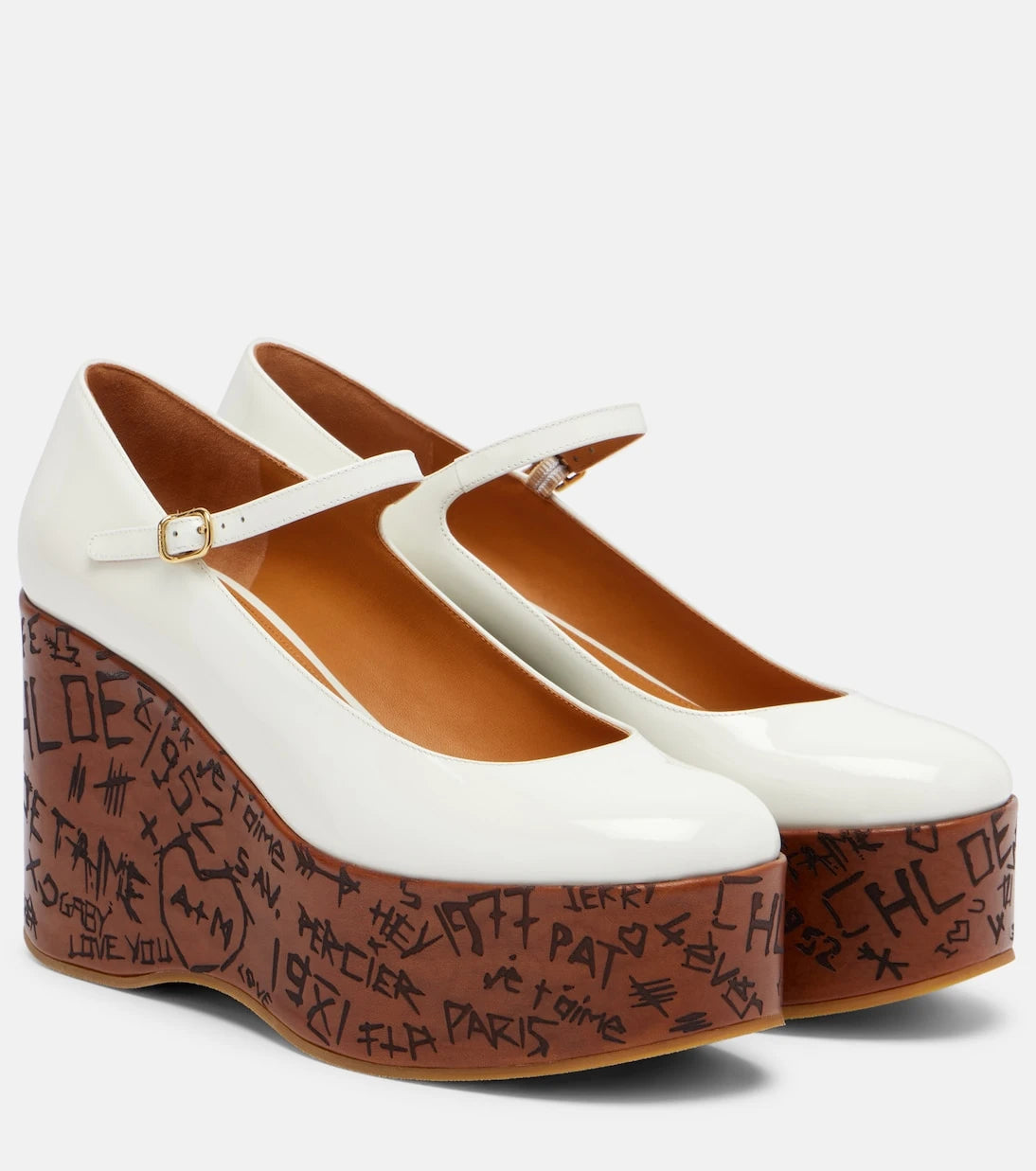 Chloé - Maxime leather Mary Jane wedge pumps
