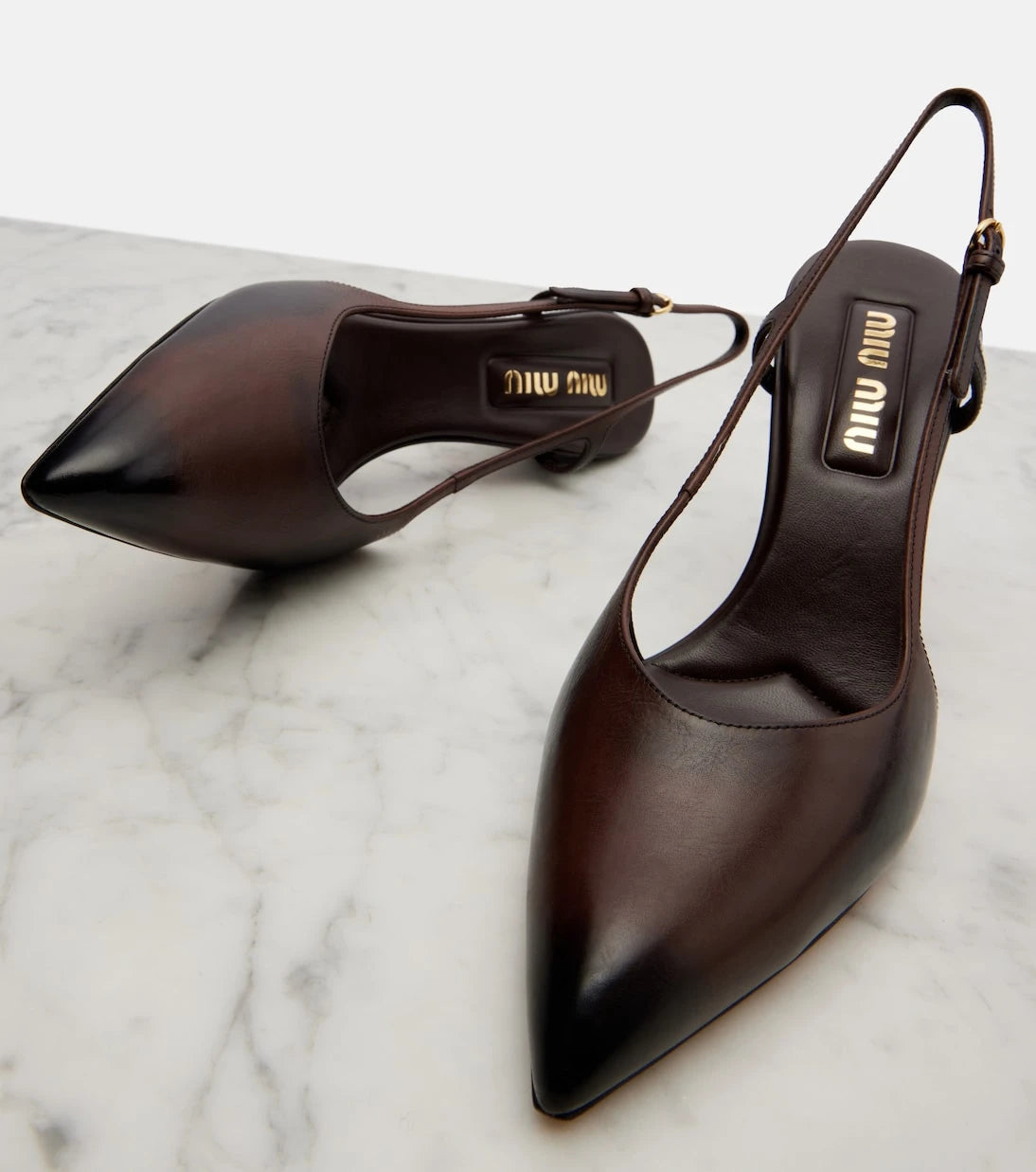 Miu Miu - Leather slingback pumps