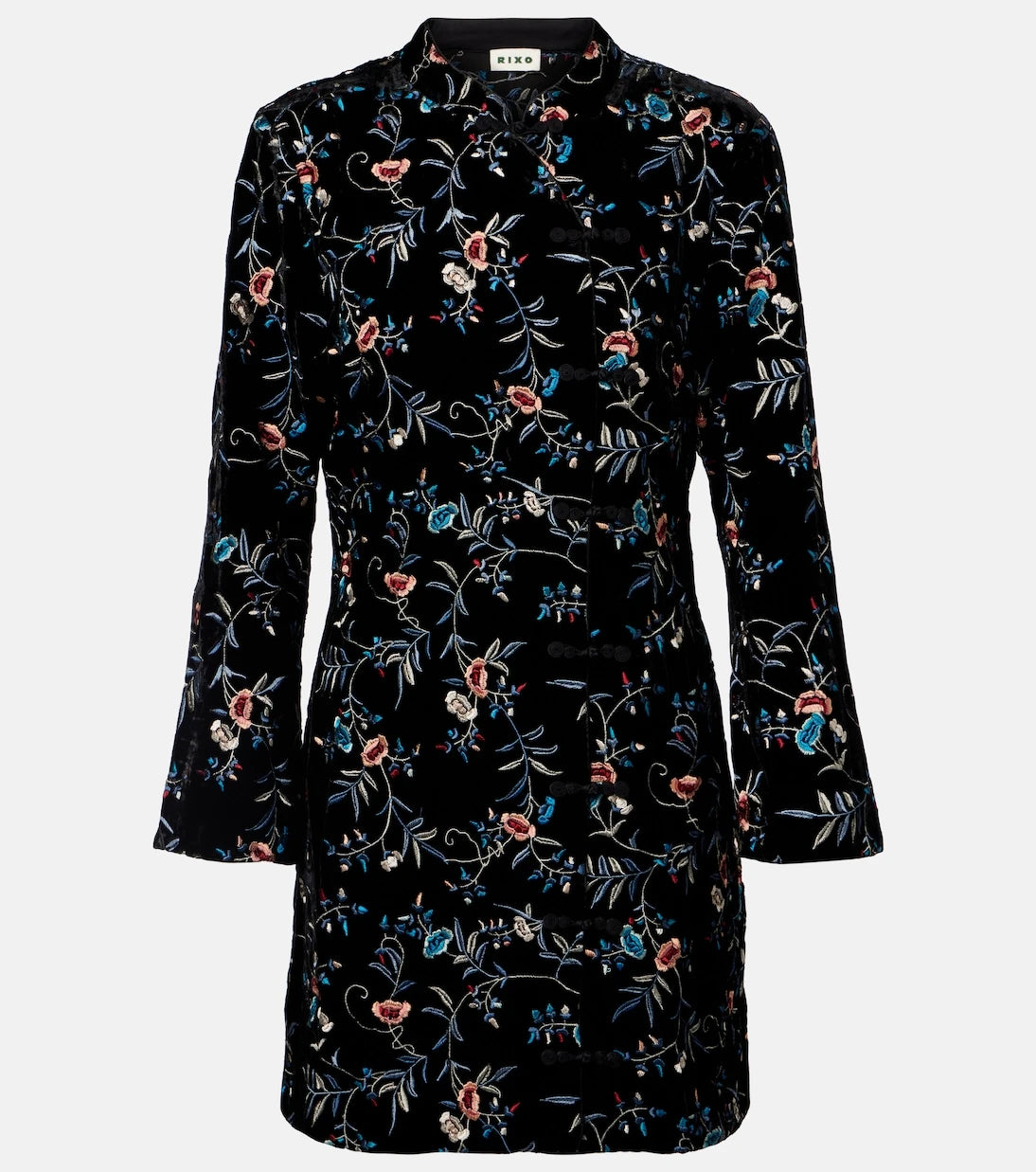 Rixo - Delphina embroidered velvet minidress